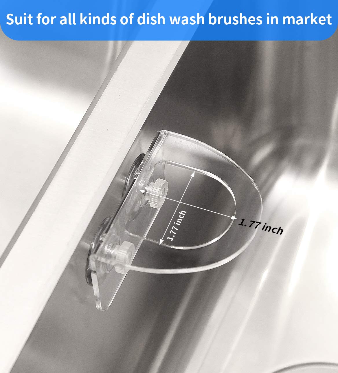 2 Pack Dish Brush Holder, Kitchen Clear Acrylic Sink Caddy Organizer, Vertical Scrub Brush Holder - Secure Suction Seals To Kitc