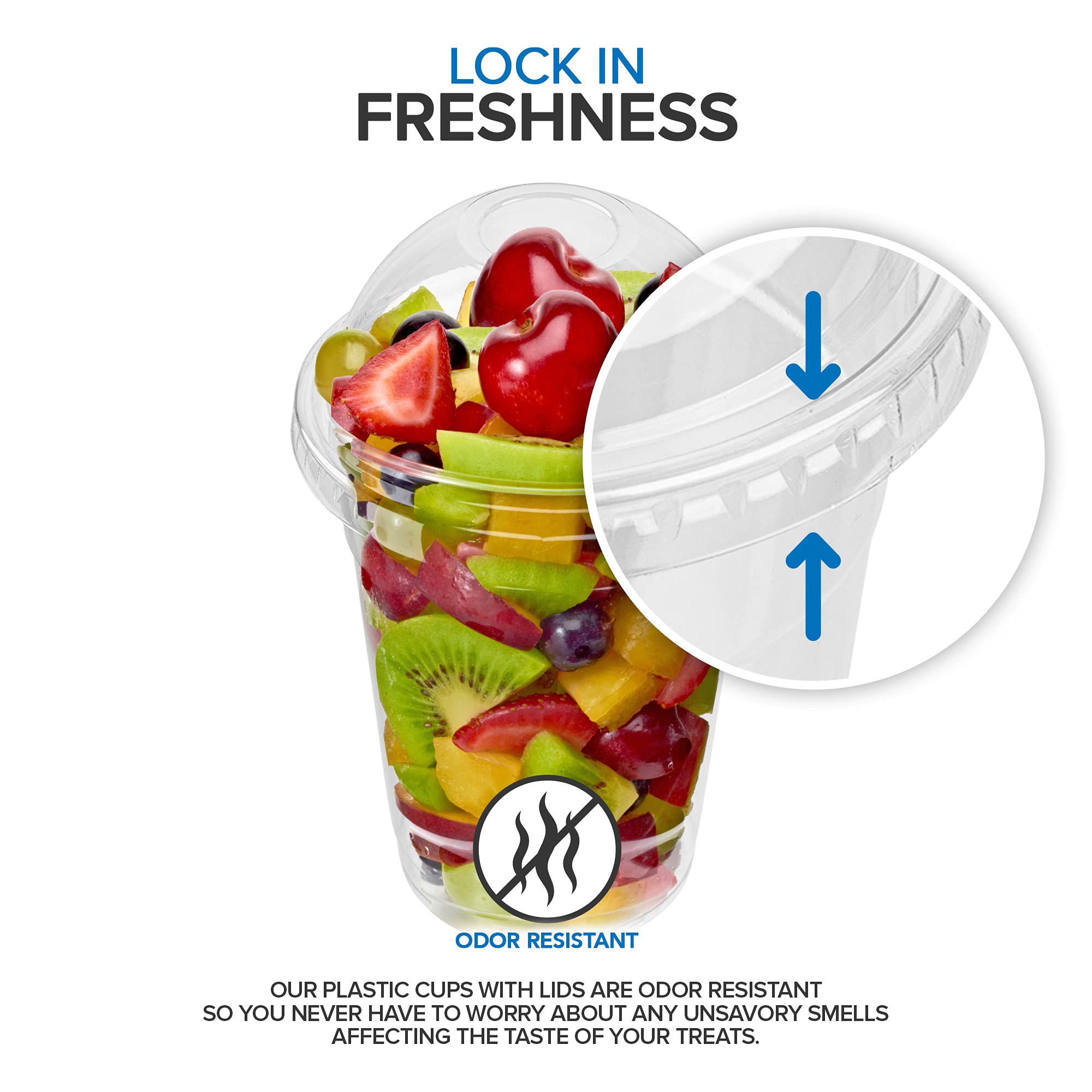 16 Oz Clear Plastic Dessert Cups With Lids (Set Of 50) Medium Disposable Parfait Cup, Dome Lid - No Hole, 16-Ounce Party Fruit C