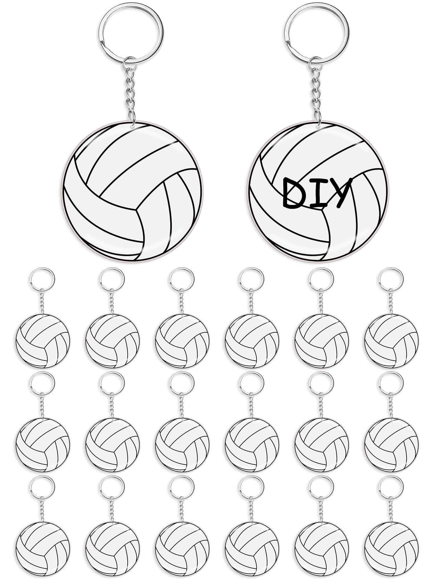 Taiyin Acrylic Volleyball Keychains Bulk Volleyball Party Favors For Diy Christmas Backpacks Gift Team(White,36 Pcs)
