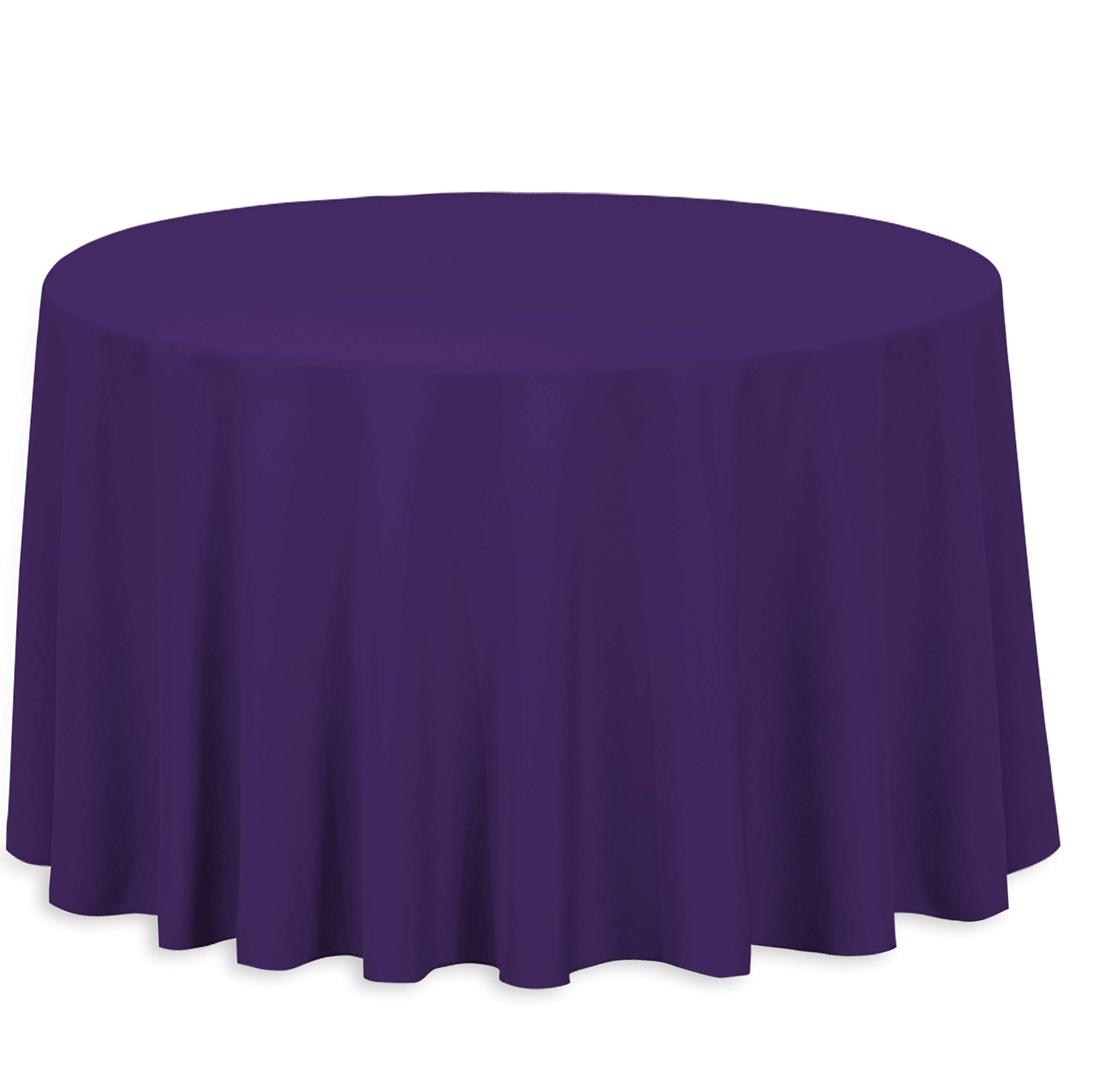 Linentablecloth 108-Inch Round Polyester Tablecloth Purple