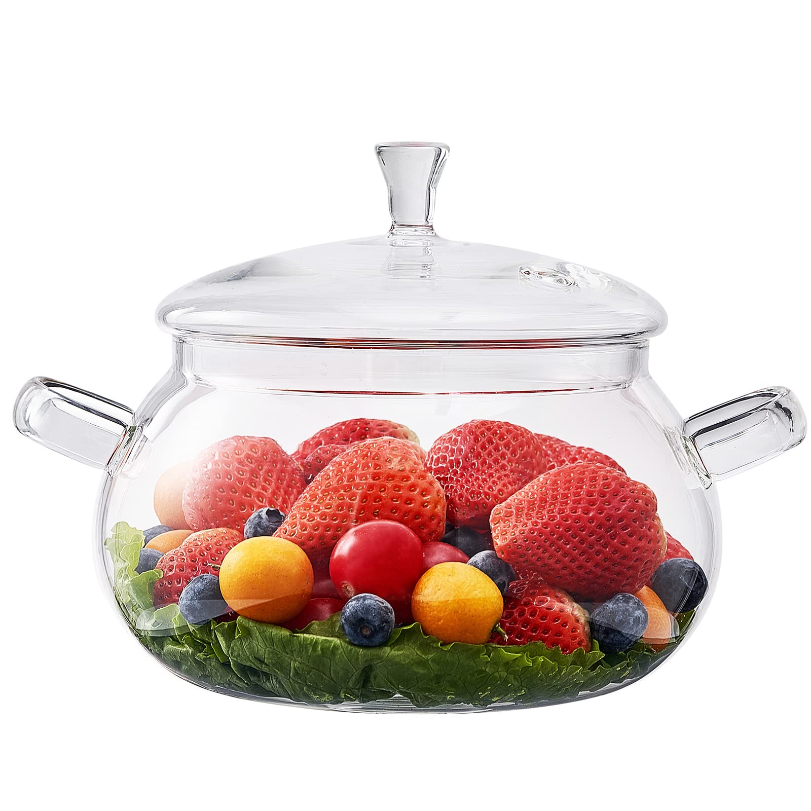 2.5 Quart Glass Saucepan Simmer Pot With Lid, Glass Cookware Glass Pot, Microwave, Stove And Dishwasher Safe Borosilicate Glass 