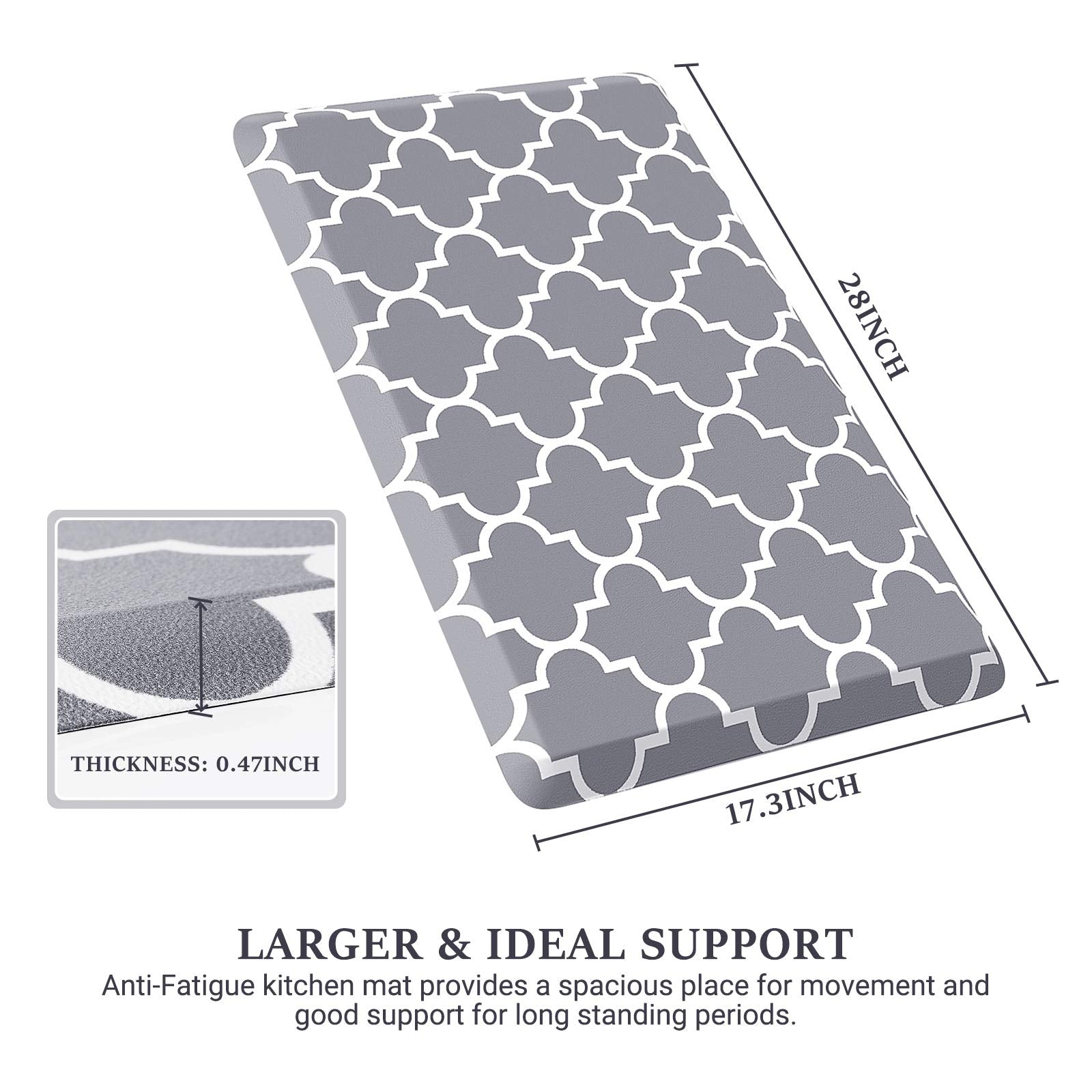 Wiselife Kitchen Mat And Rugs Cushioned Anti-Fatigue,17.3 ''X 28 '',Non Slip Waterproof Ergonomic Comfort Mat For Kitchen, Floor