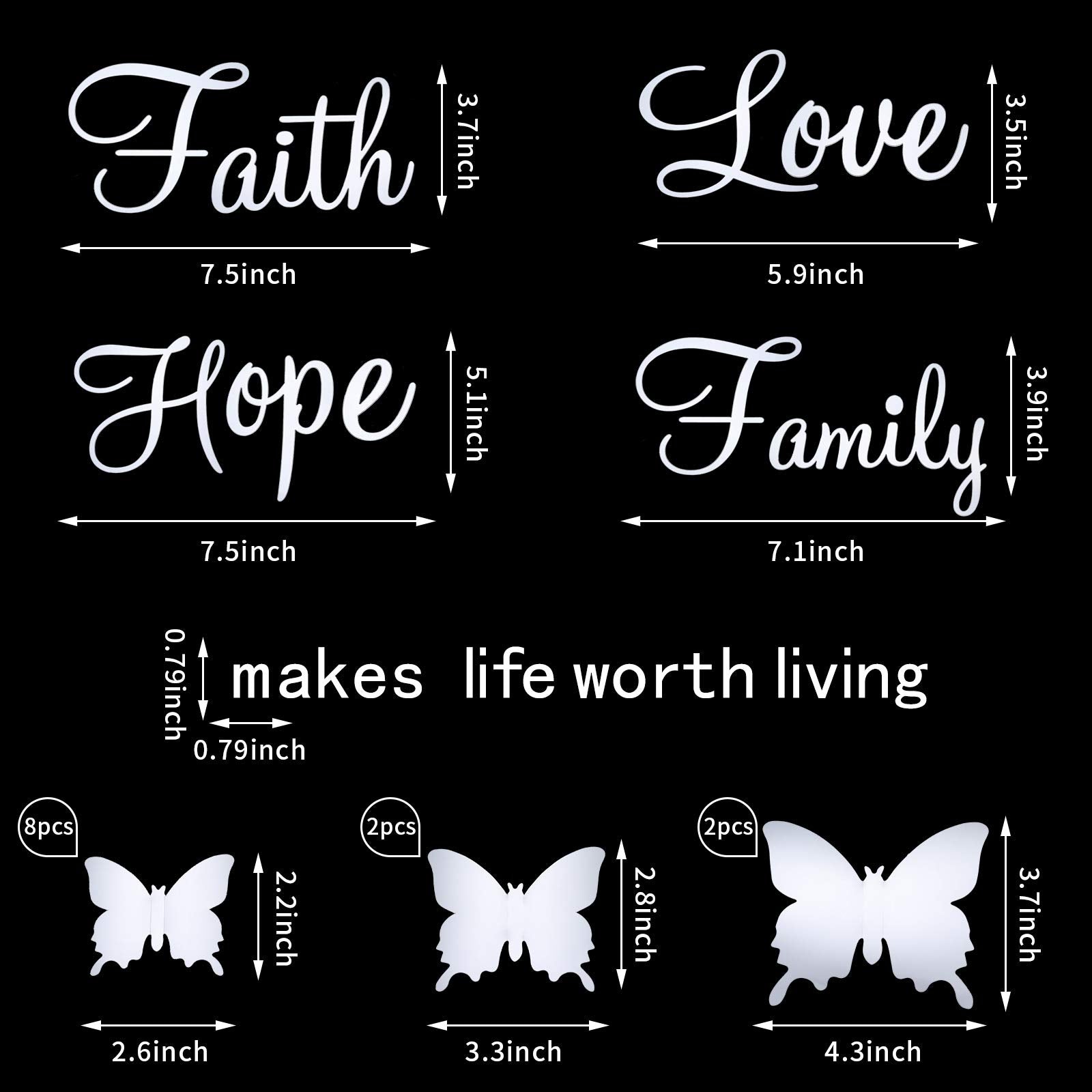 3D Acrylic Mirror Wall Decor Stickers Removable Butterfly Mirror Wall Stickers Diy Faith Makes All Things Possible For Home Offi