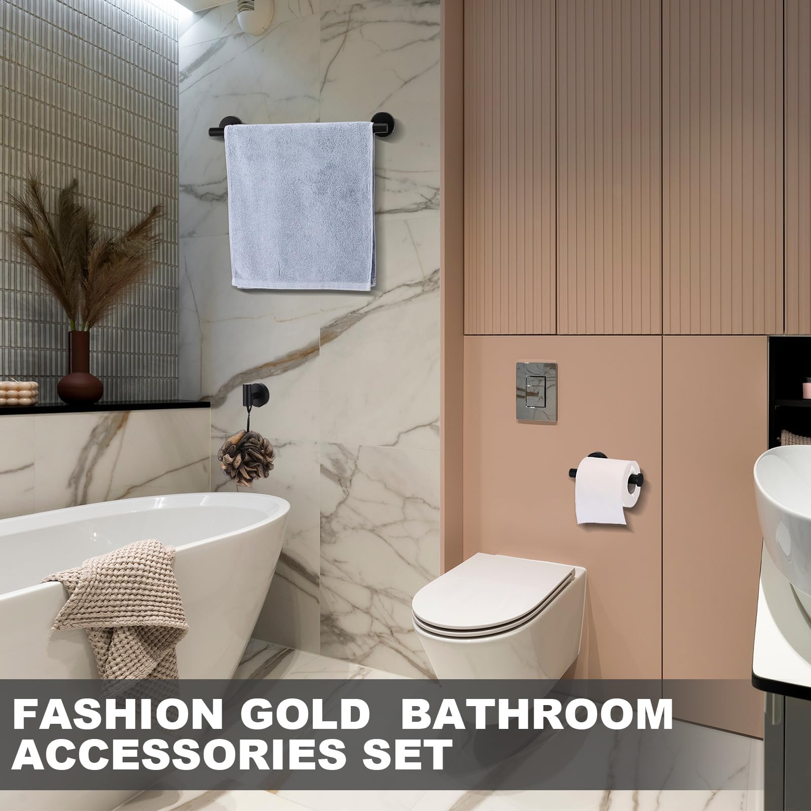 Gisafai 25 Pcs Bathroom Hardware Set, 23.6 Inch Brushed Towel Bar Ring Toilet Paper Holder Robe Towel Hook, Sus304 Stainless Ste