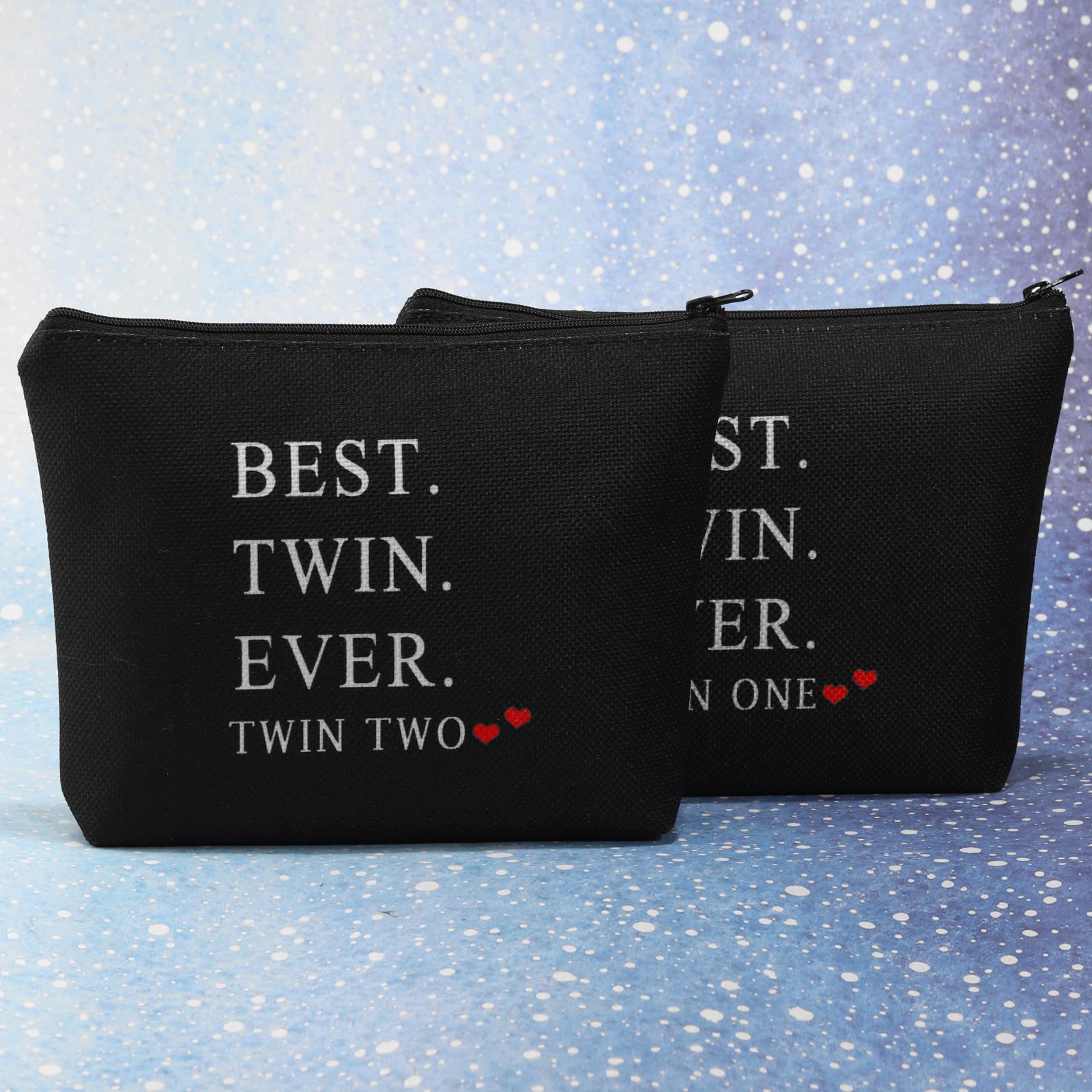 MBMSO Twin One Twin Two Gifts Best Twin Ever Gifts Makeup Bag Set of 2 Twins Gifts for Sister Cosmetic Bag(Twin One Twin Two Set