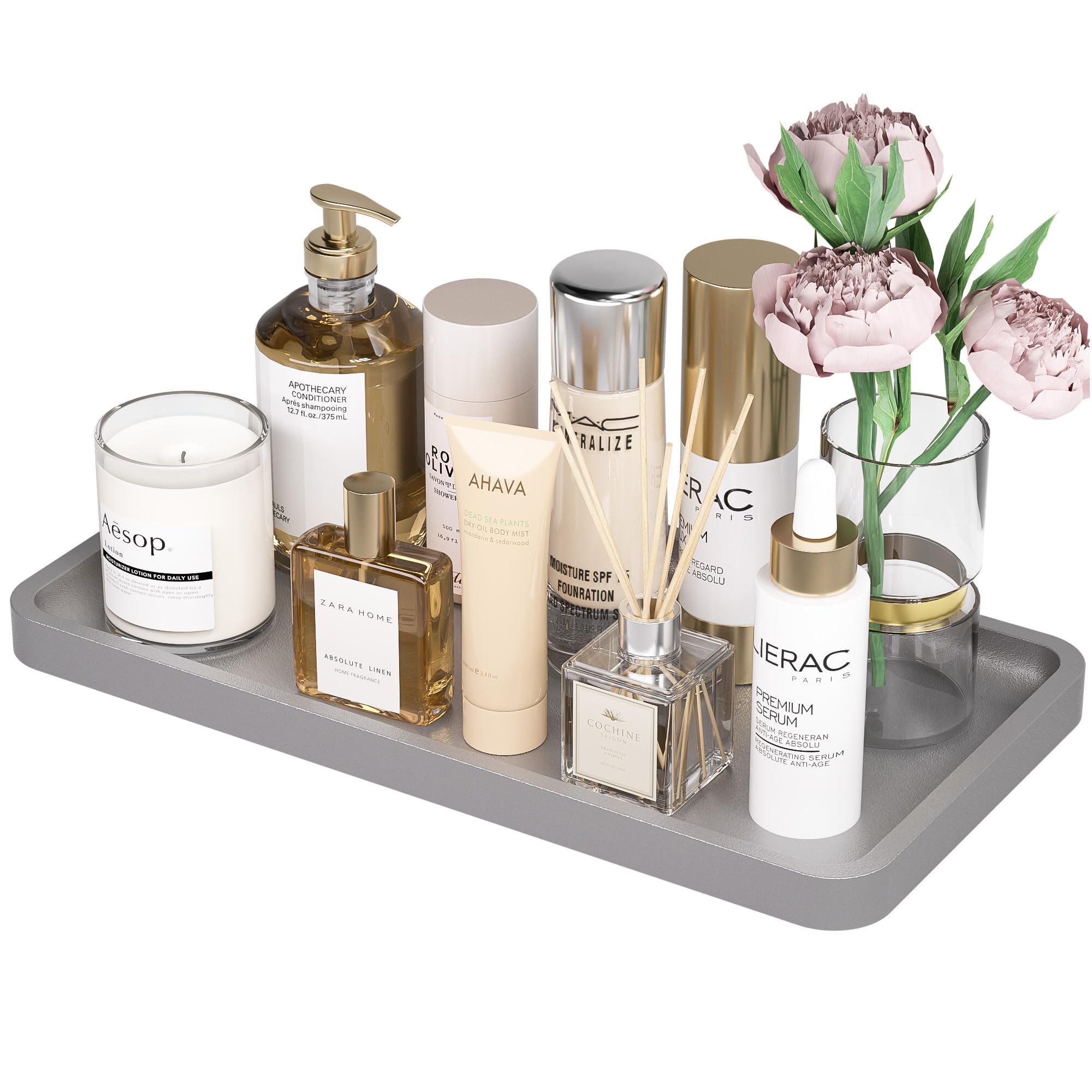 Weenson Bathroom Tray For Soap Dispenser, Vanity Tray For Perfume, Makeup, Dresser Tray For Jewelry, Decorative Tray For Candle,