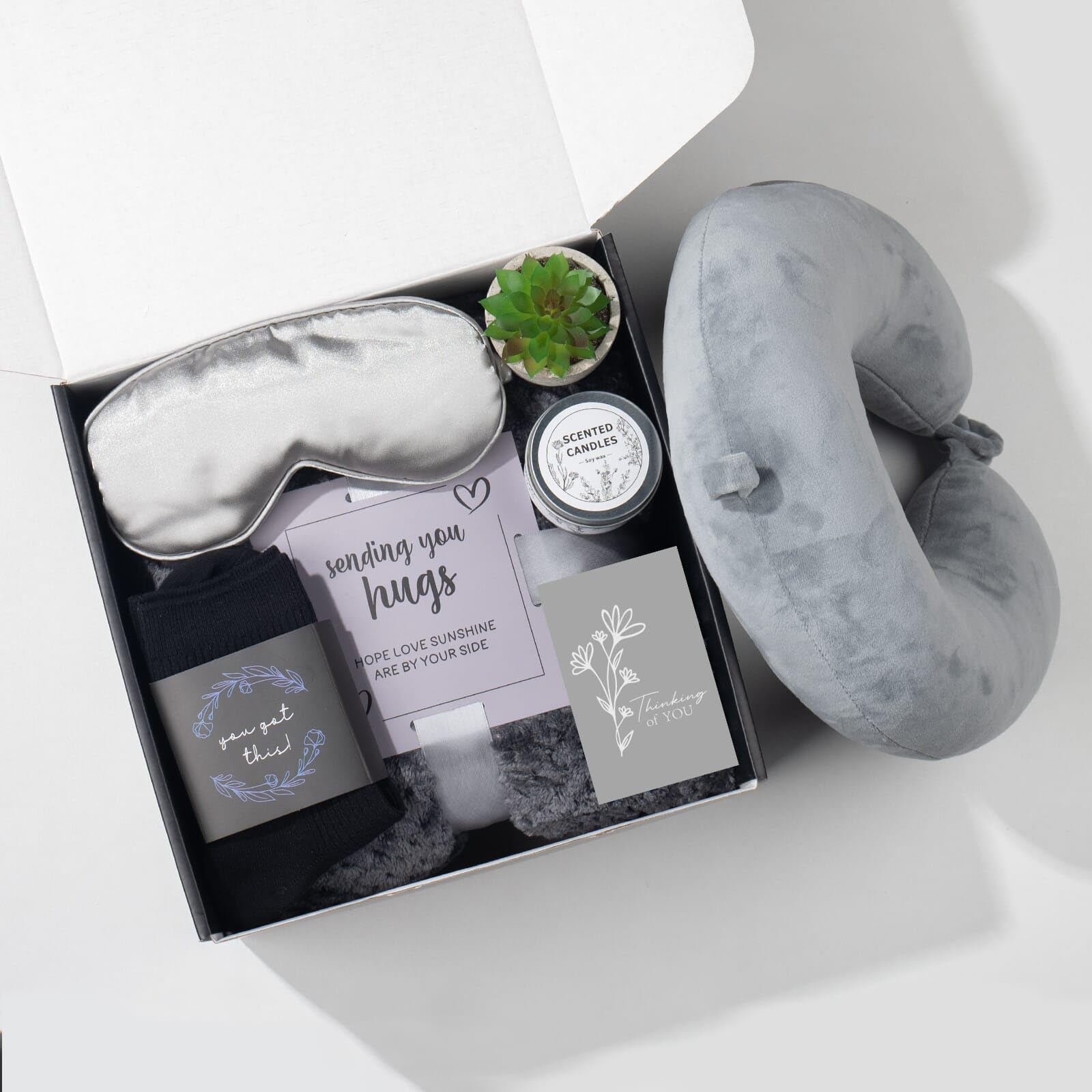Ithmahco Get Well Soon Gift Basket for Men - Care Package in Grey, Thoughtful Sympathy Gift for Dad, Husband, Brother, Uncle