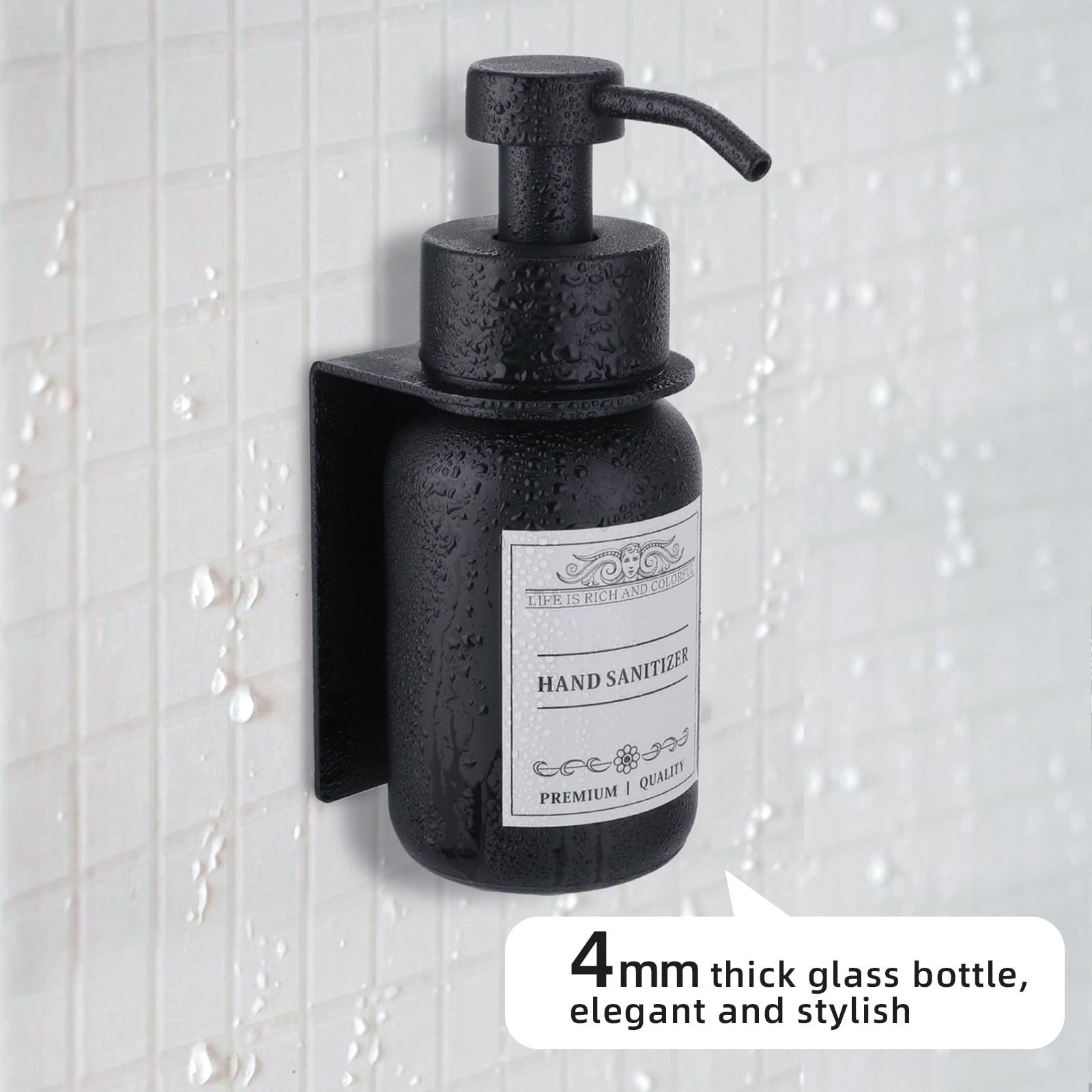 Nobtou 2-Pack Black Shower Soap Dispenser Set With Pumps And Drill-Free Wall Mount, 8.5 Oz Hand Soap Dispensers With Waterproof