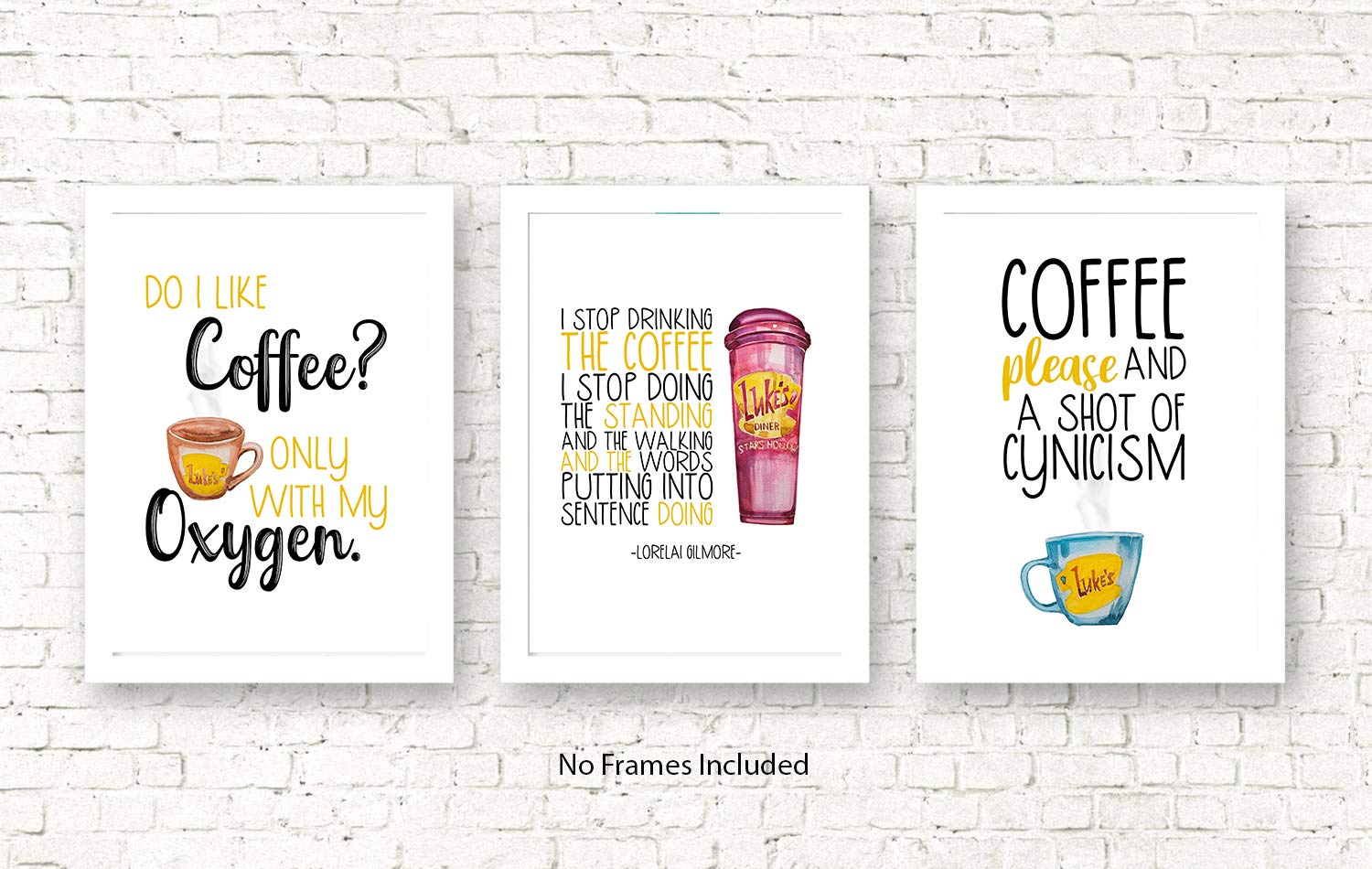 Coffee Oxygen - Tv Show Themed Character Wall Art Decor Room Prints Typography Sign Gift Set Pictures