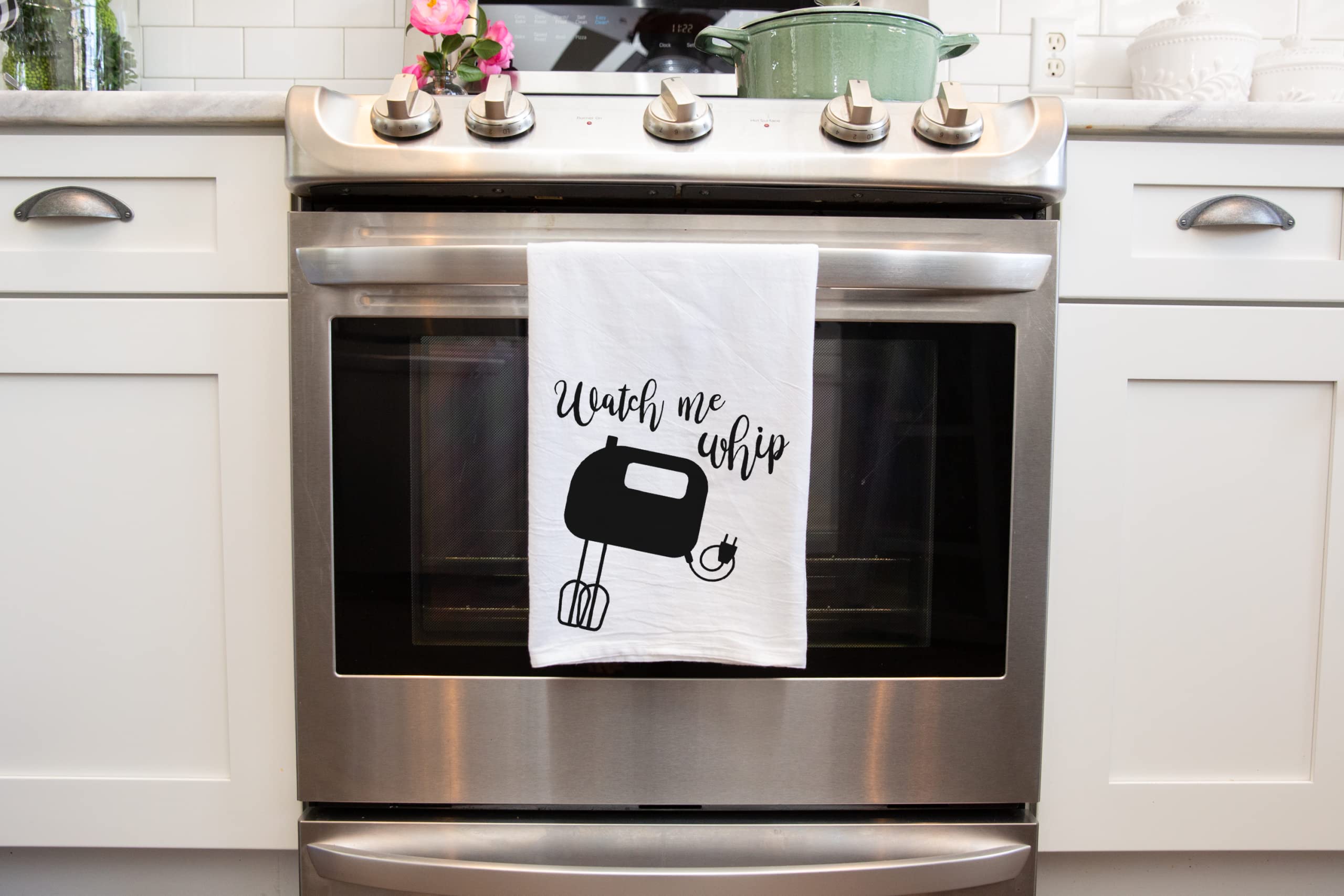 Handmade Funny Kitchen Towel - Kitchen Puns Funny Hand Towel For Baker, Watch Me Whip - 28X28 Inch Perfect For Chef Housewarming
