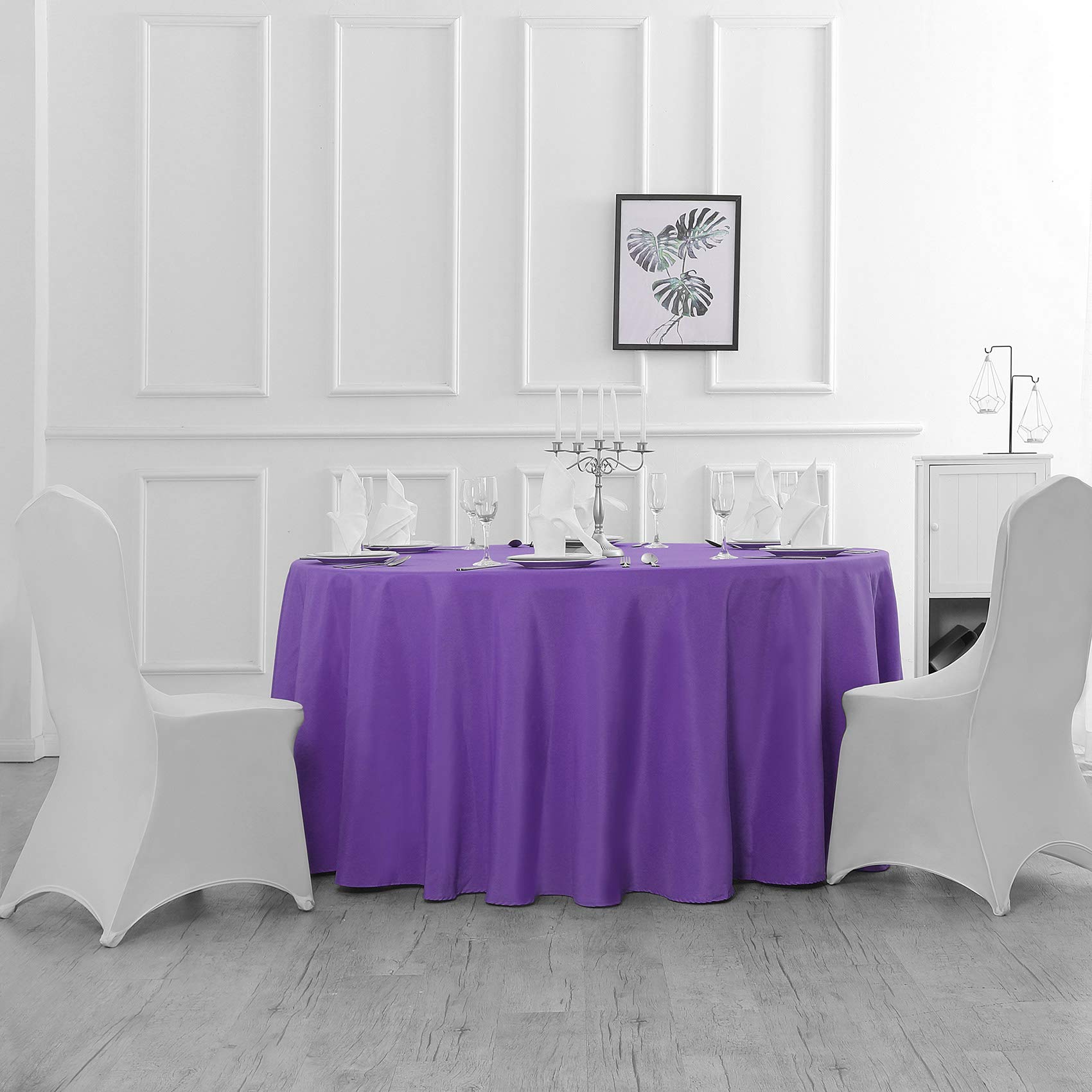 108 Inch Round Tablecloth Washable Polyester Table Cloth Decorative Table Cover For Wedding Party Dining Banquet(108 Inch,Purple