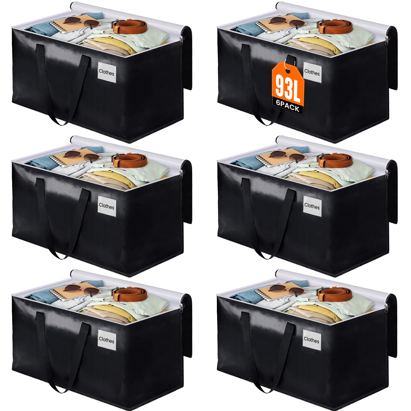 BlissTotes Collapsible Moving Bags - Heavy Duty Boxes with Zippers and Handles, Space Saving Packing Totes for Moving Supplies S