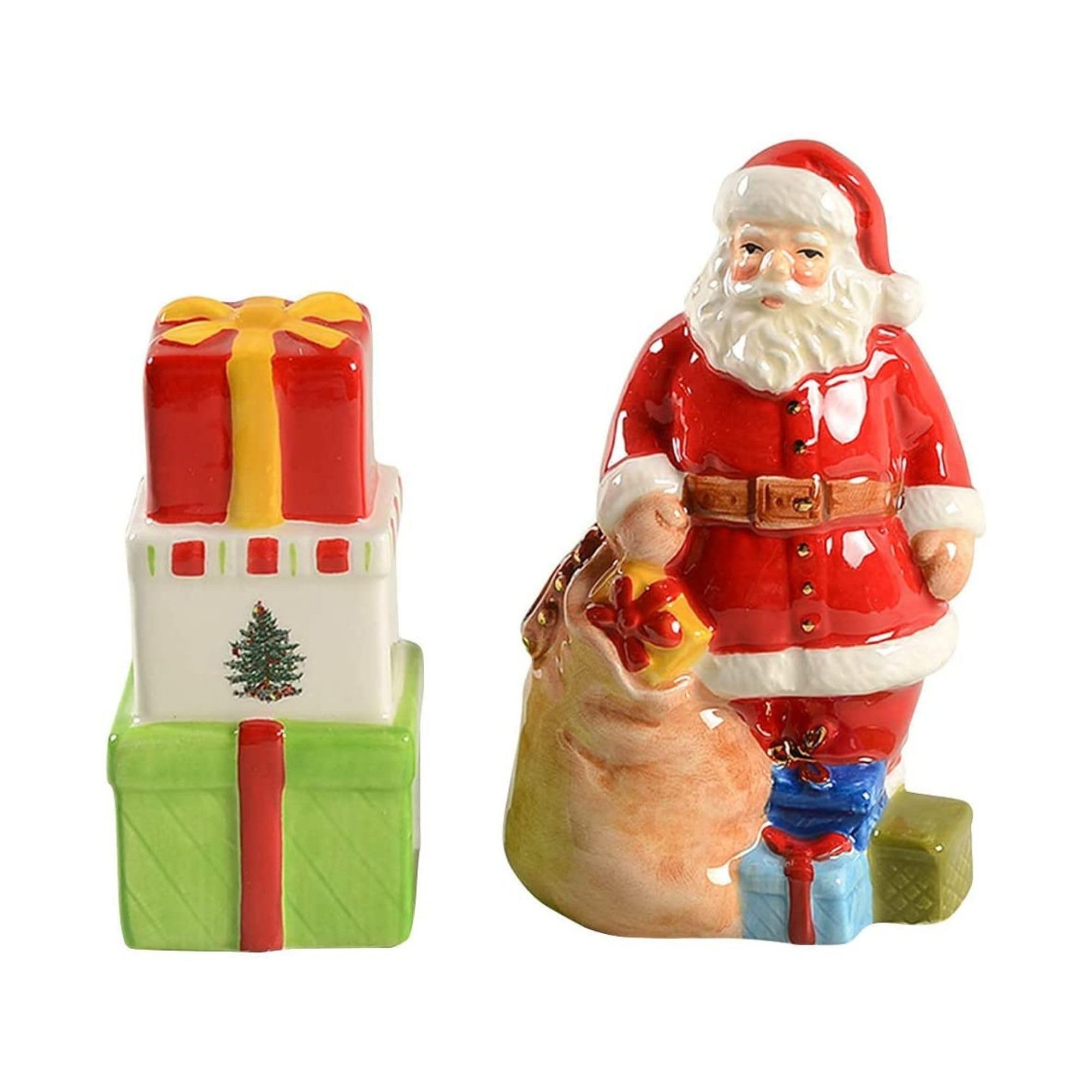 Spode Christmas Tree Santa and Gifts Salt and Pepper Shaker Set (2-Piece)- Holiday Kitchen & Table D  cor - Festive Home Accent,