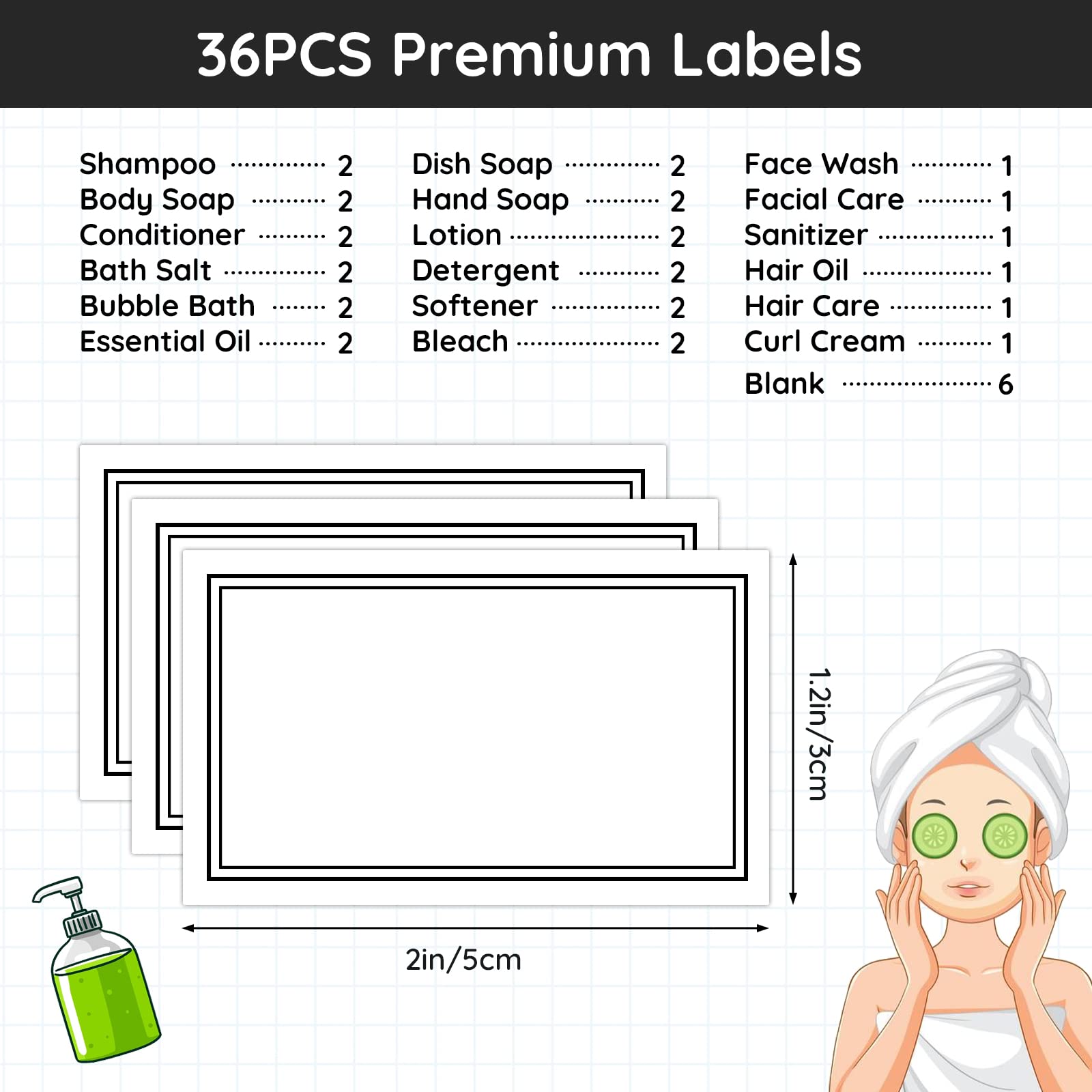 Segbeauty Self-Adhesive Waterproof Labels, 36Pcs Bathroom Labels Laundry Labels, Removable Cleaning Labels Diy Blank Stickers So