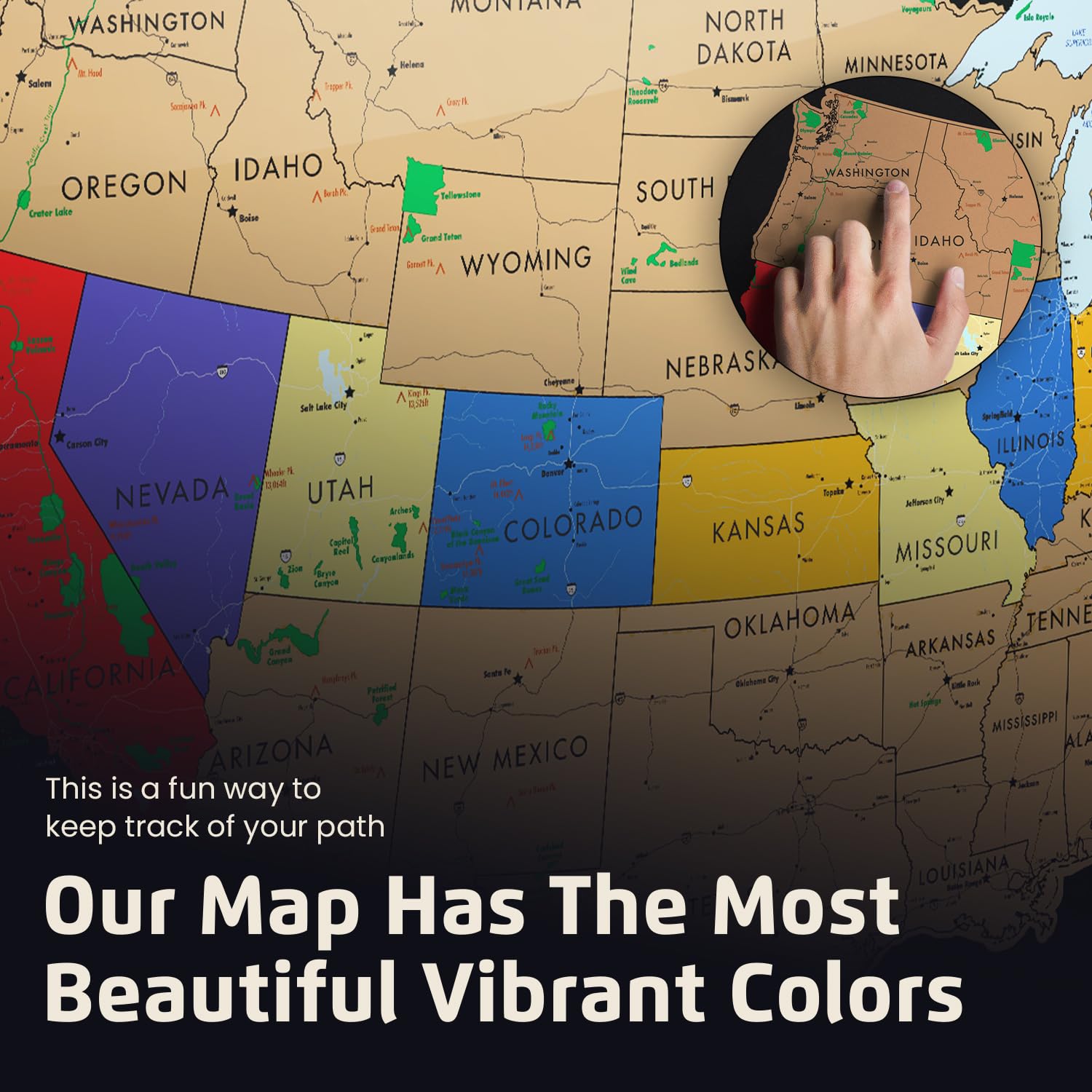 Landmass - Scratch Off Map Of The United States - Usa Poster - Us National Parks - State Capitals - America Print - Travel Wall