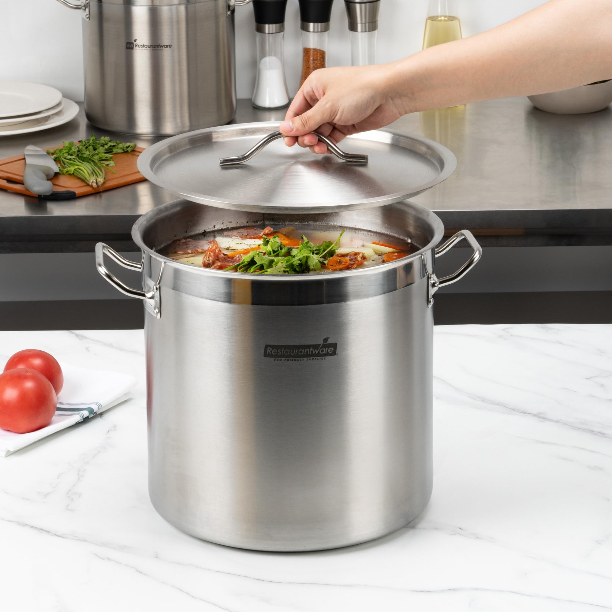 Restaurantware Lid Only: Met Lux Lid For Stock Pot 1 Lid For 21 Quart Stock Pot - Stock Pot Sold Separately With Handle Stainles