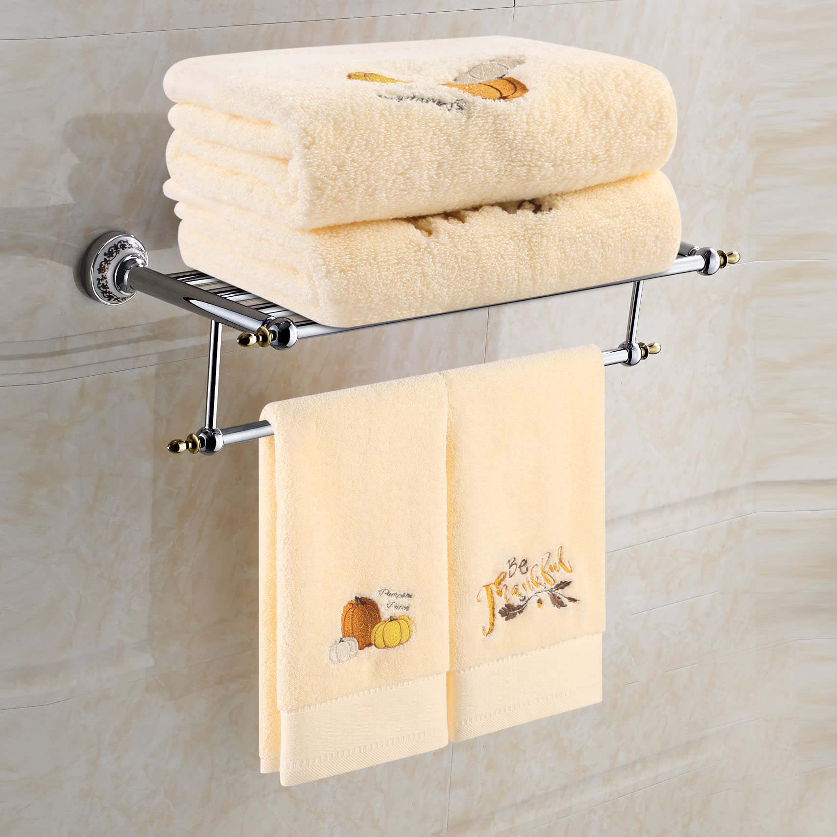 Quera 2 Pack Pumpkin Thanksgiving Hand Towels Embroidered Premium Luxury Decor Fall Bathroom Decorative Dish Set For Drying, Cle