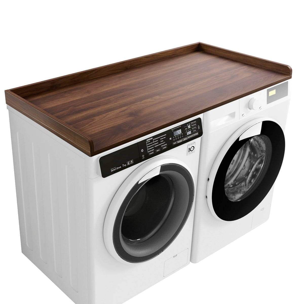 Kaboon Washer Dryer Countertop, Melamine Countertop With Edge Rails - 27.5'' Depth X 54'' Width Laundry Room Organization, Dark