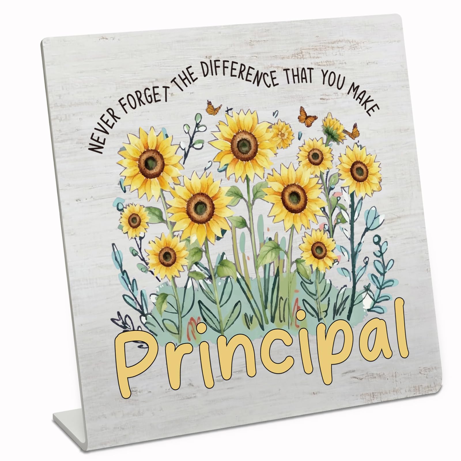 Stainless Steel Desk Plaque with Sunflower Design, Inspirational Gift for School Principal, Meaningful Appreciation Gift for Sch