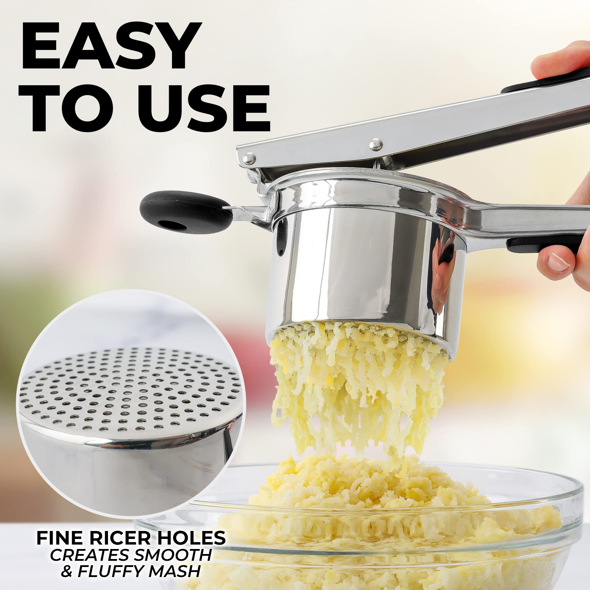 Zulay Kitchen Large 135Oz Potato Ricer Stainless Steel - Heavy Duty Ricer Kitchen Tool With Non-Slip Handle - Manual Masher Rice