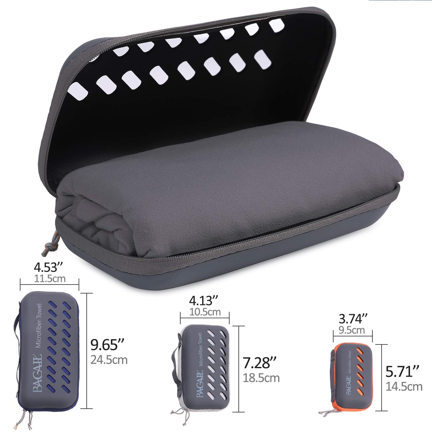 BAGAIL Microfiber Towel Perfect Sports & Travel & Beach Towel. Fast Drying - Super Absorbent - Ultra Compact. Suitable for Camping  Gym  Beach  Swimming  Backpacking Dark Grey 24 x 48 inches