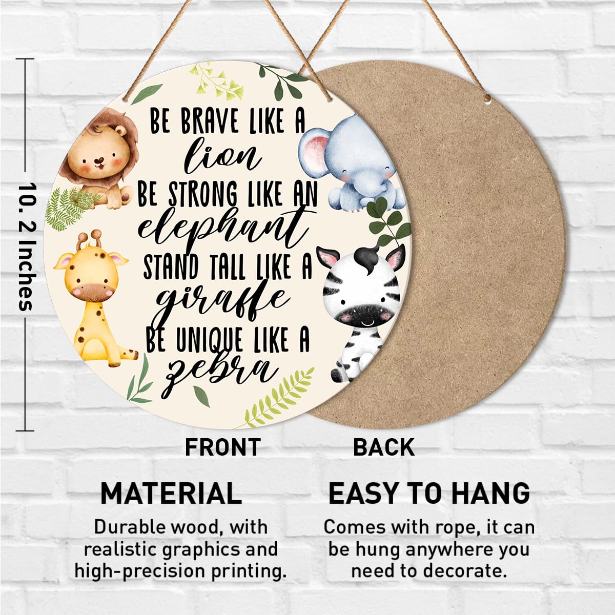 Muktoujaumai Baby Girl Boy Nursery Wall Decor, Safari Nursery Hanging Sign Decor Woodland Wall Decoration Jungle Wood Sign for K