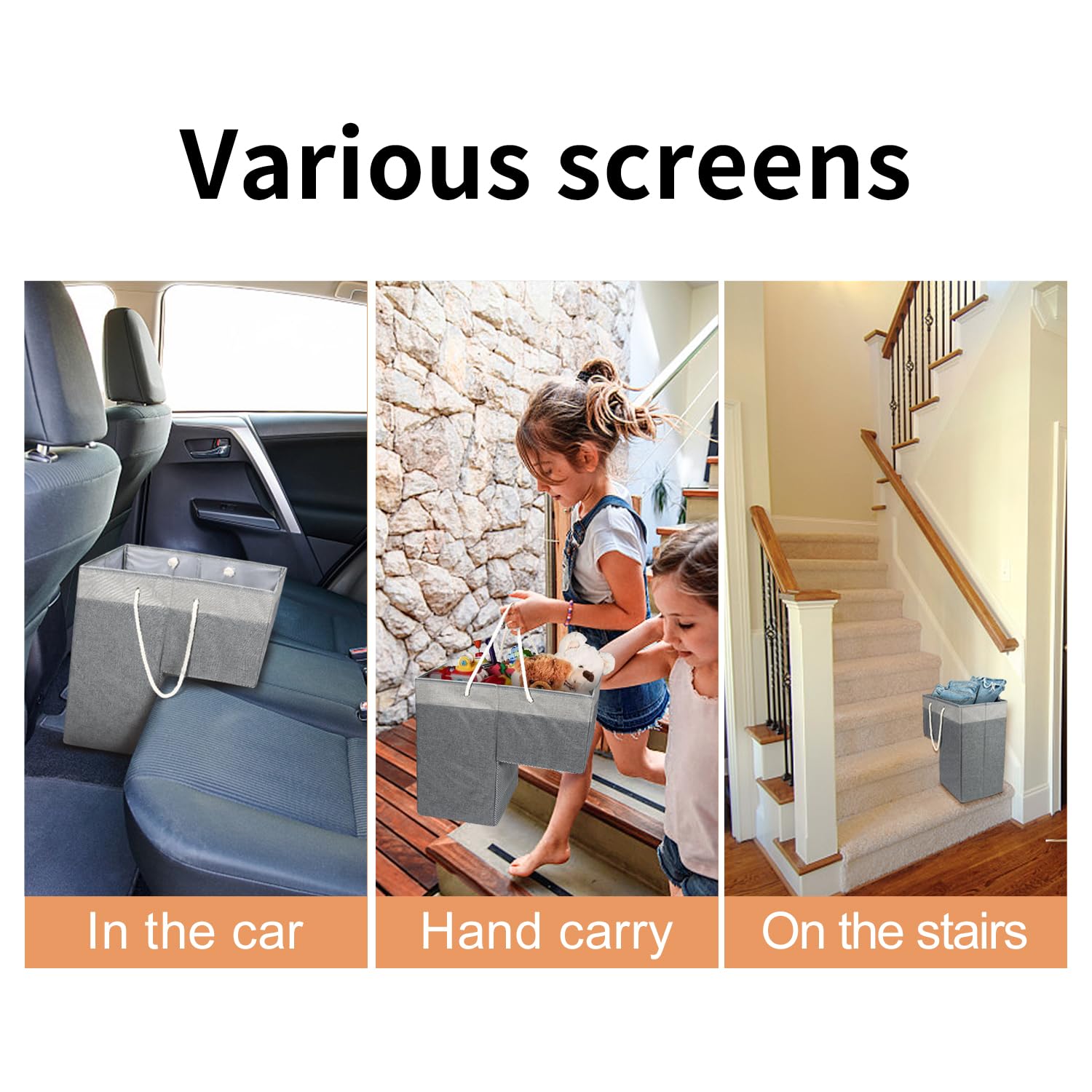 2 Pack Stair Basket For Stairs With Handle, Staircase Baskets For Carpeted And Wooden Stairs,16'' Step Storage Laundry Basket Fo