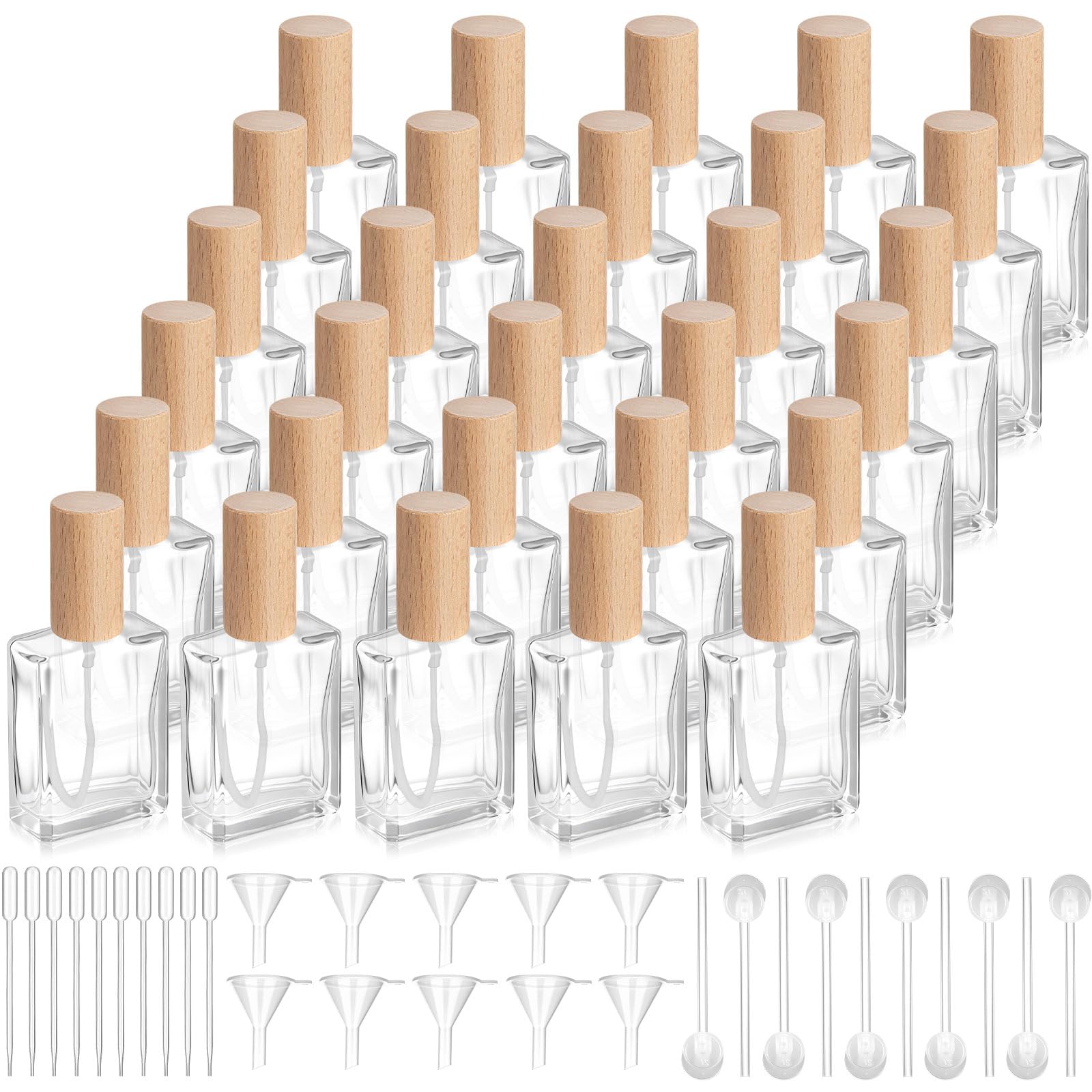 Domensi 30 Pcs 10/15/30/50 ml Glass Perfume Bottles Mini Glass Empty Spray Atomizer Bottles Bulk Refillable Perfume Dispenser Co