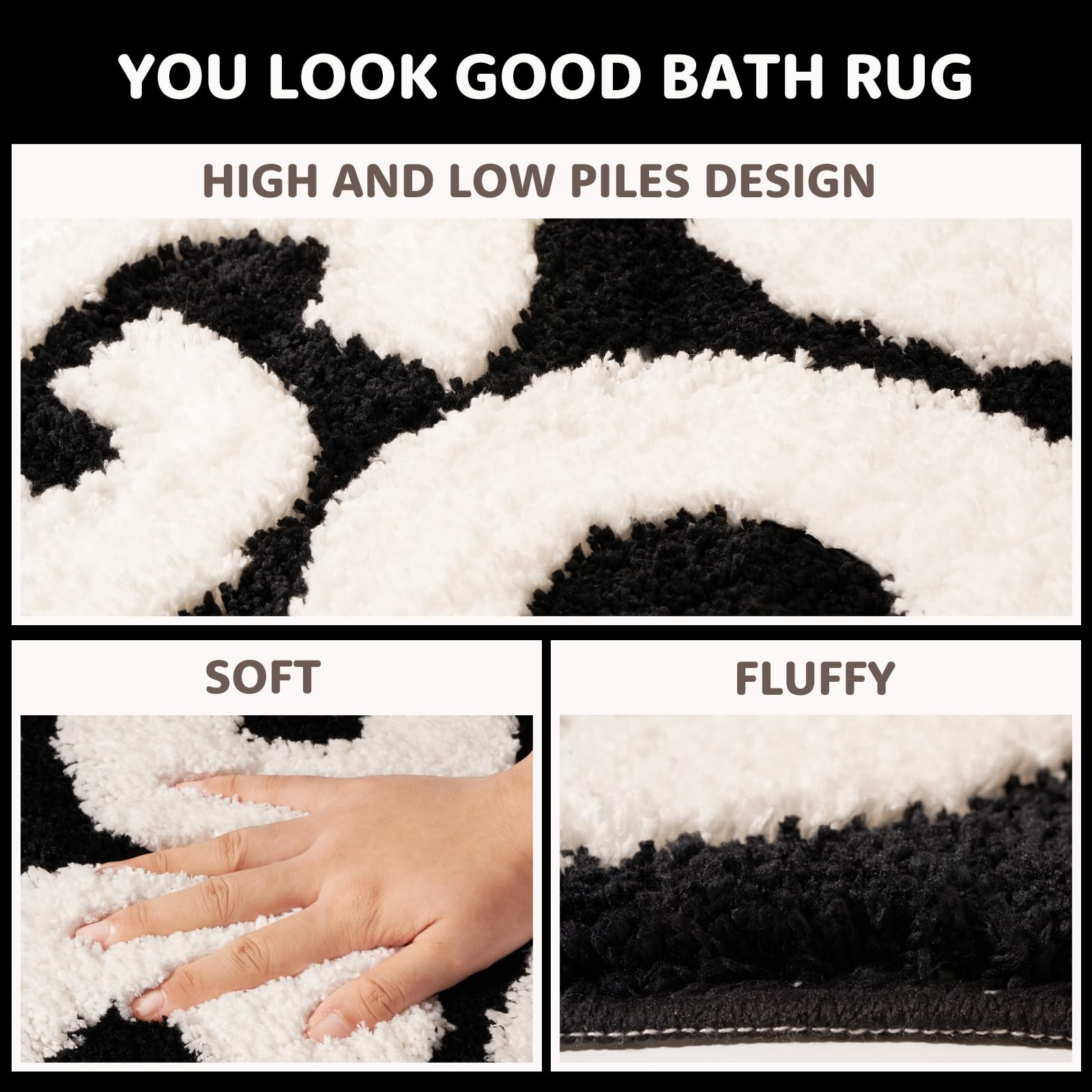 Dyefury Bath Mat - You Look Good, Cool Black And White Bathroom Rug, Non Slip, 27.5 X 20 Inch