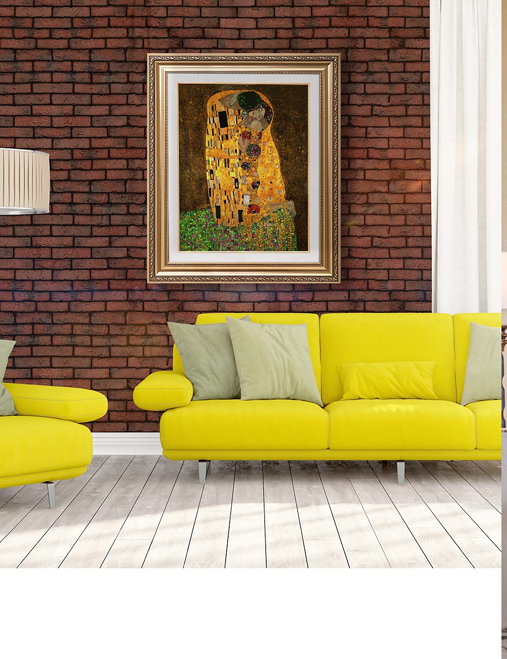 Decorarts - The Kiss, Gustav Klimt Classic Art. Giclee Prints Framed Art For Wall Decor. Picture Size: 24X30 In, Framed Size: 30