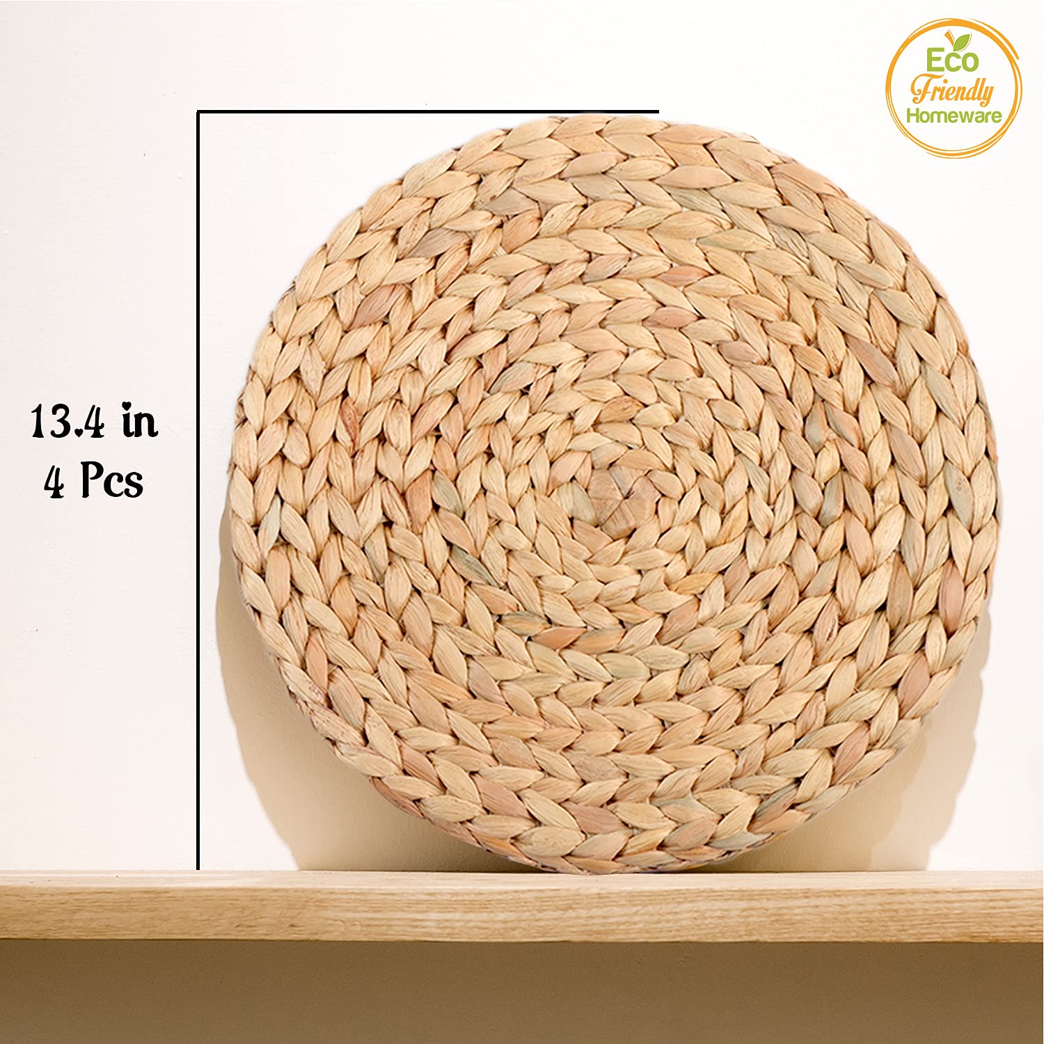 Boho Placemats For Dining Table Set Of 4, Water Hyacinth Placemats For Round Table, Round Placemats For Round Tables, Woven Plac