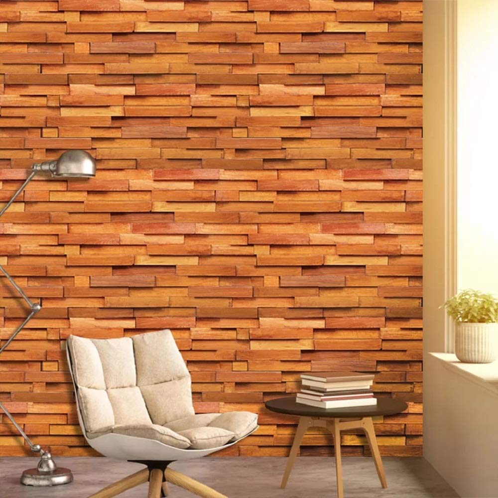 Univocean 3D Modern Antique Wooden Brick Pattern Wallpaper, Wall Poster, Wall Sticker, Self Adhesive For Living Room, Hall, Gard