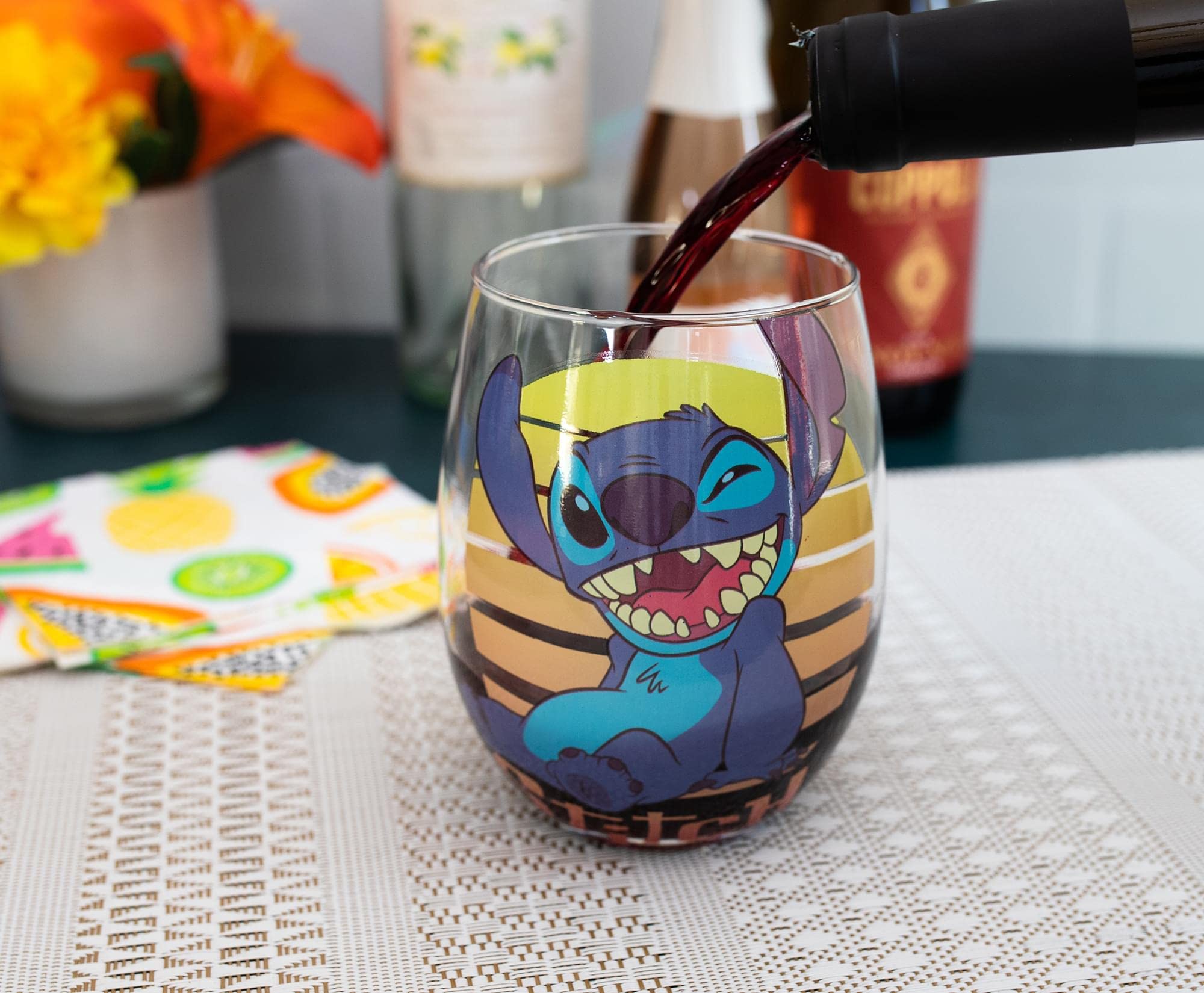 Silver Buffalo Disney Lilo And Stitch Sunset Stemless Glass, 20-Ounces