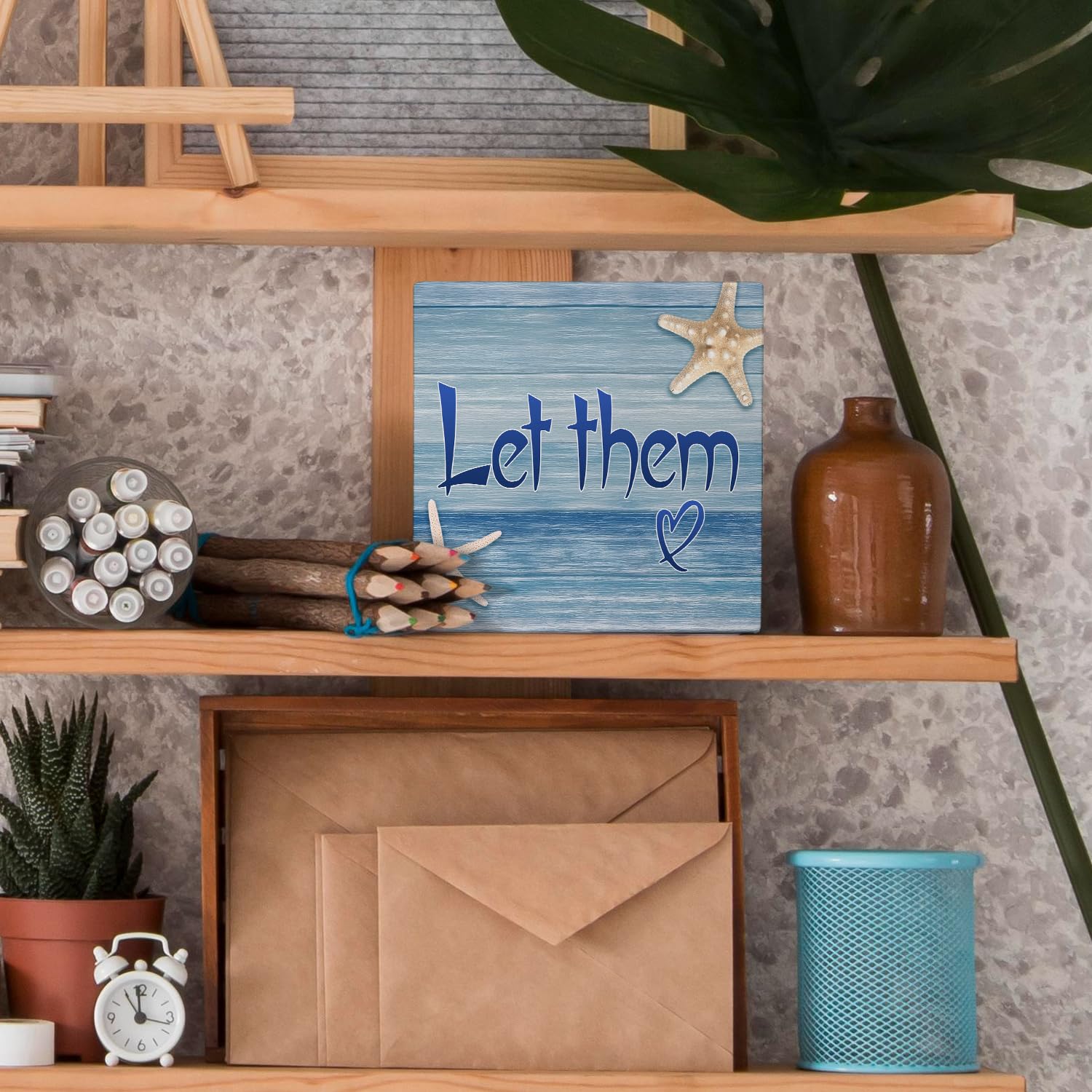 Nvotell Inspirational in My Let Them Era Wooden Box Sign, Inspirational Desk Decor, Motivational Positive Affirmations Wood Bloc