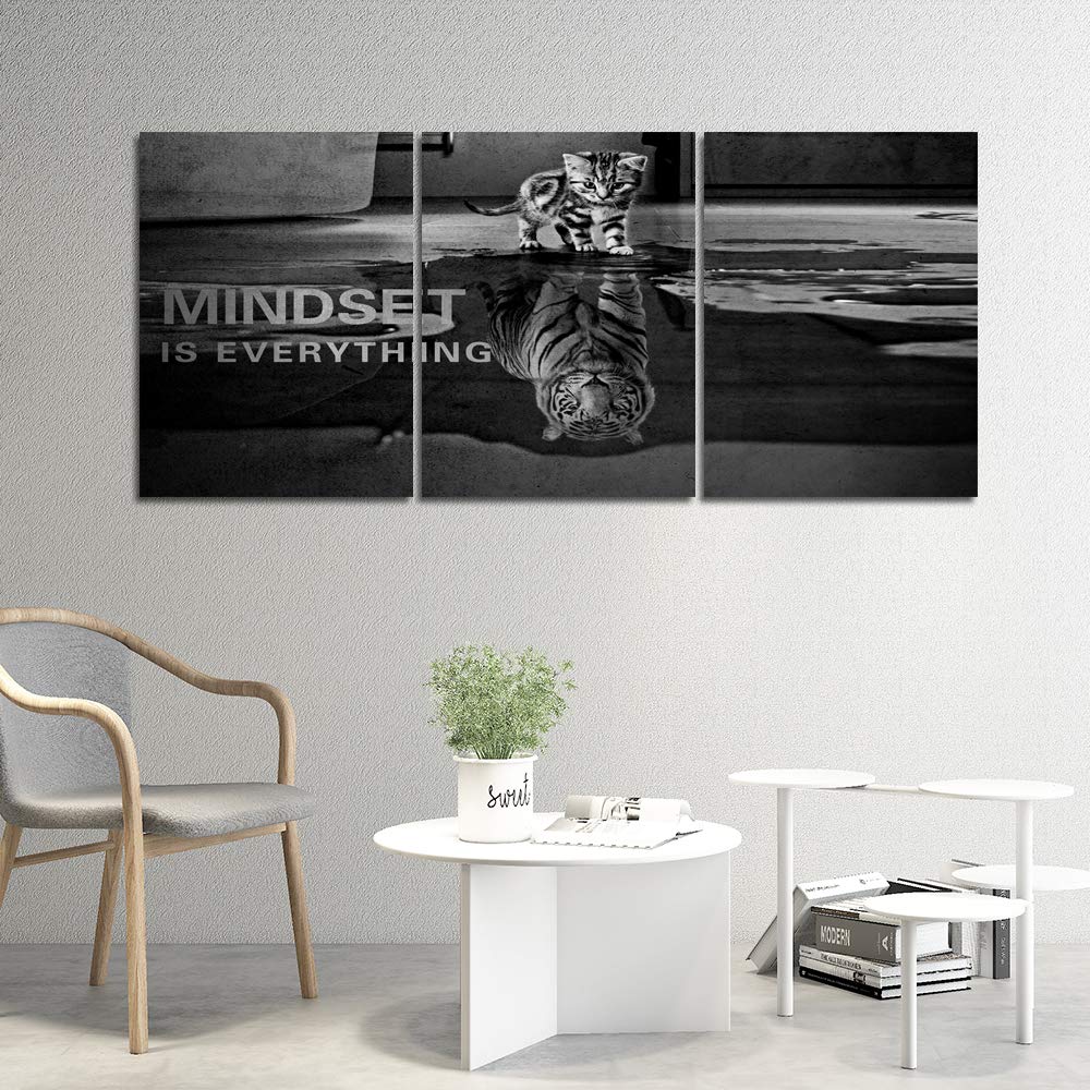 3 Panels Mindset Is Everything Motivational Canvas Wall Art Inspirational Entrepreneur Quotes Poster Print Artwork Painting Pict