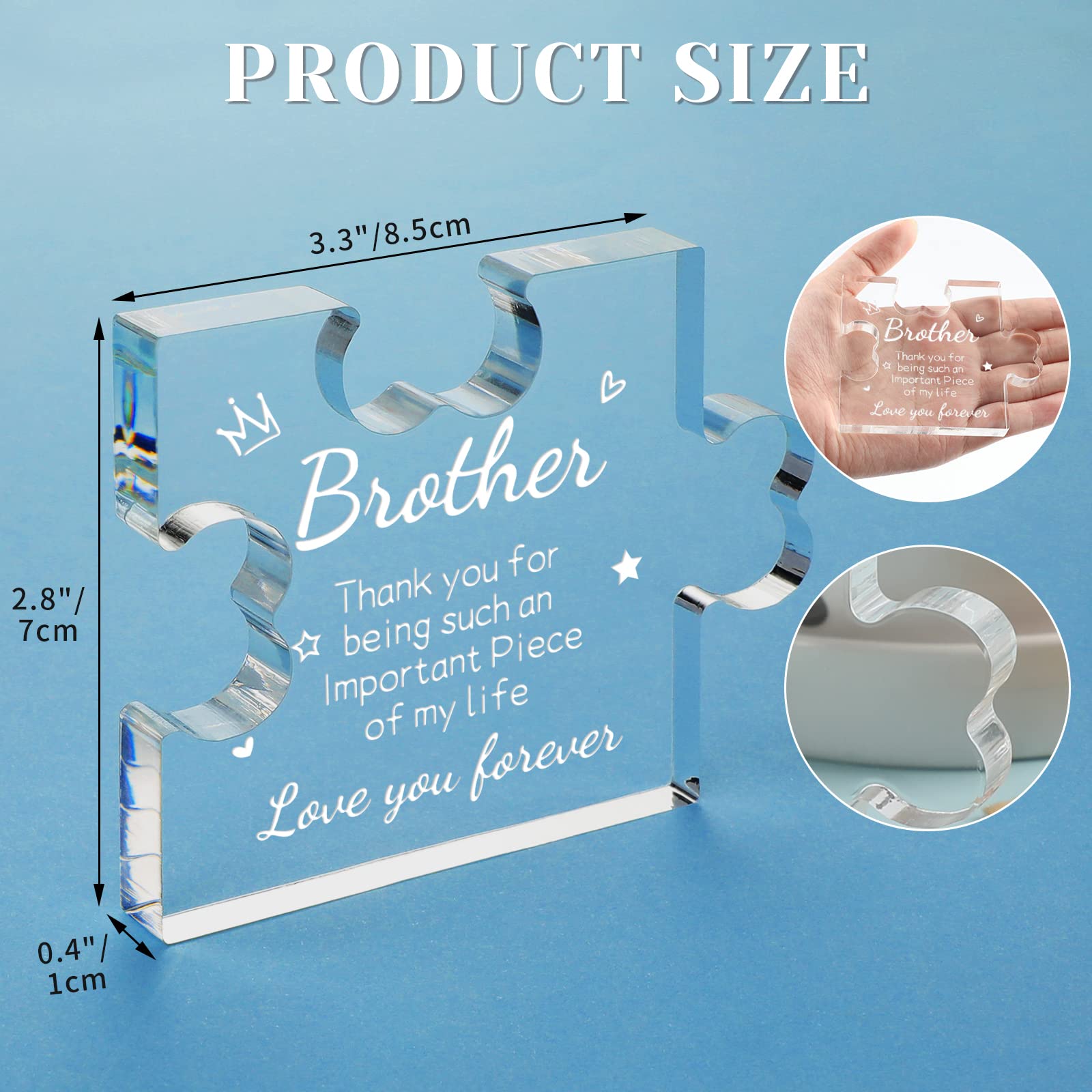 Funnli Gifts for Brother Men Boys Acrylic Plaque - Christmas Fathers Day Birthday Gifts for Brother 3.35 x 2.76 Inch - Brother S