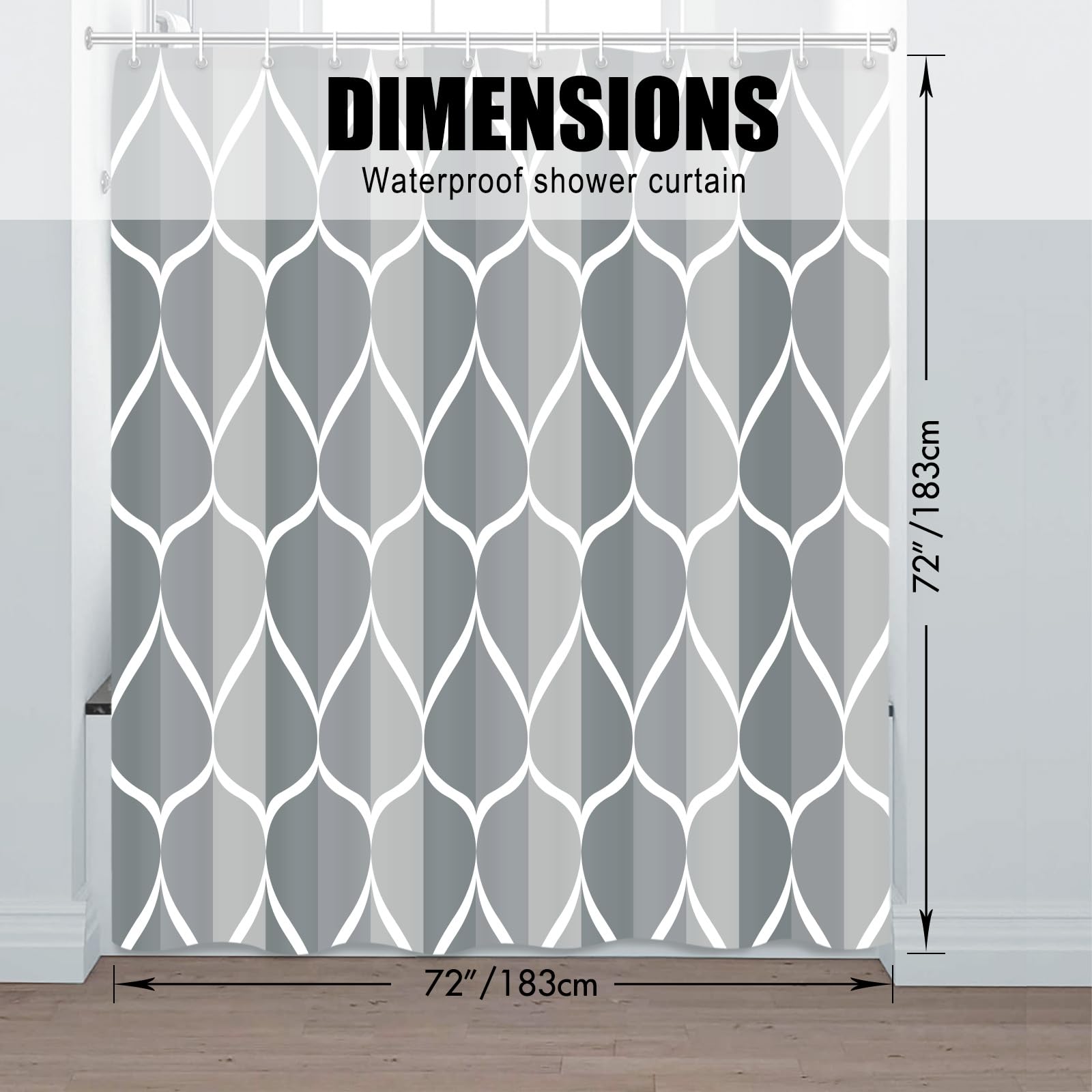 Gelbchu Grey Blue 72 X 72 Inch Cloth Shower Curtain, Waterproof Design And Polyester, Quick-Drying, Heavy Duty Shower Curtains S