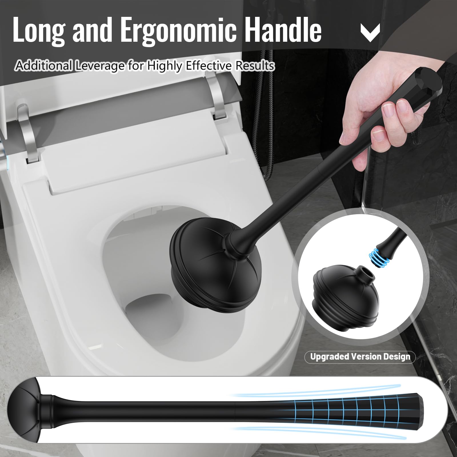 Toilet Brush And Plunger Set,Plunger And Brush Set With Upgraded Rubber Plunger,Toilet Plunger And Brush Set With 360Dense Brush
