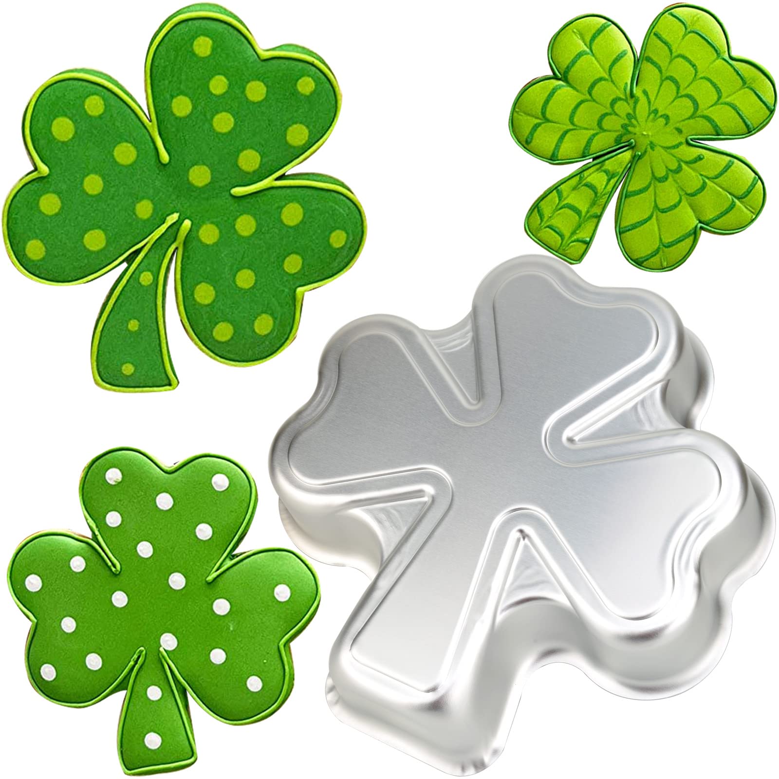Pormasbenzer 9.5-Inch St. Patrick'S Day Shamrock Cake Pan Clover Mould Aluminum 3D Diy Cake Baking Pan For Birthday, Anniversary