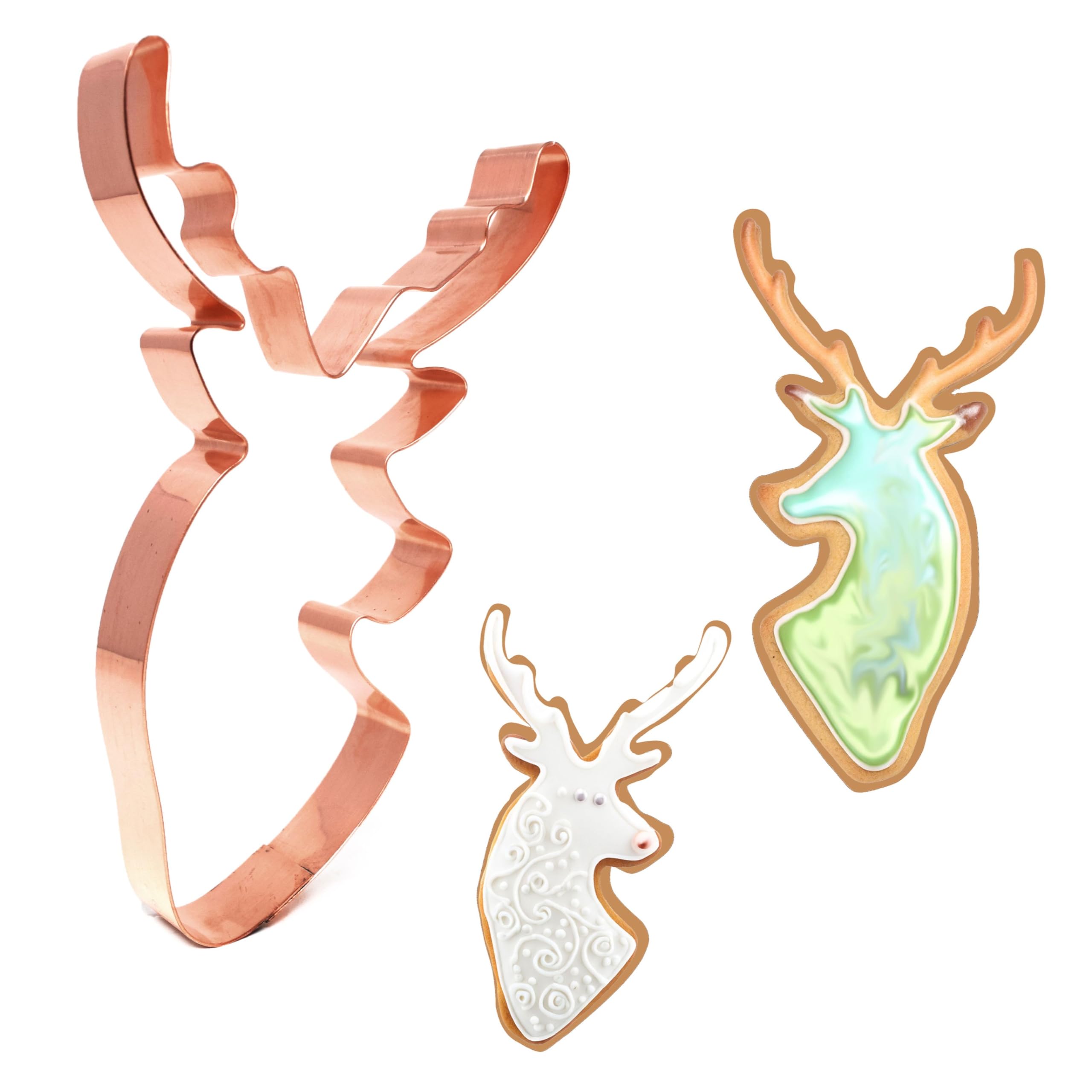 Large Deer Hunters Trophy Buck Cookie Cutter 6 X 4 Inches - Handcrafted Copper Cookie Cutter By The Fussy Pup