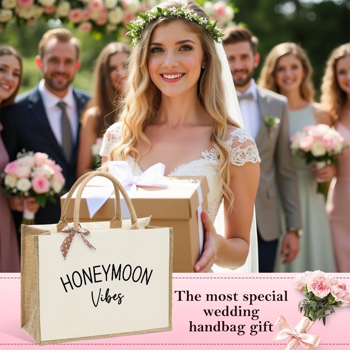 KongMoTree Bride Bag, Bride Gifts, Bridal Shower Gifts, Brides Canvas Tote Bag, Wedding Bachelorette Honeymoon Vibes Gift Brides