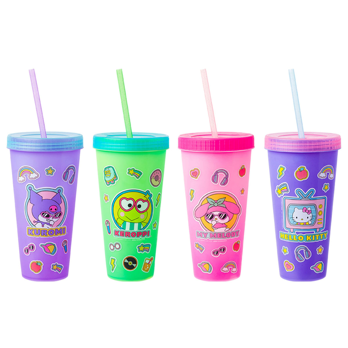Silver Buffalo Sanrio Hello Kitty And Friends Sticker Design Featuring Kuromi, Keroppi, My Melody, And Hello Kitty 4 Pack Color