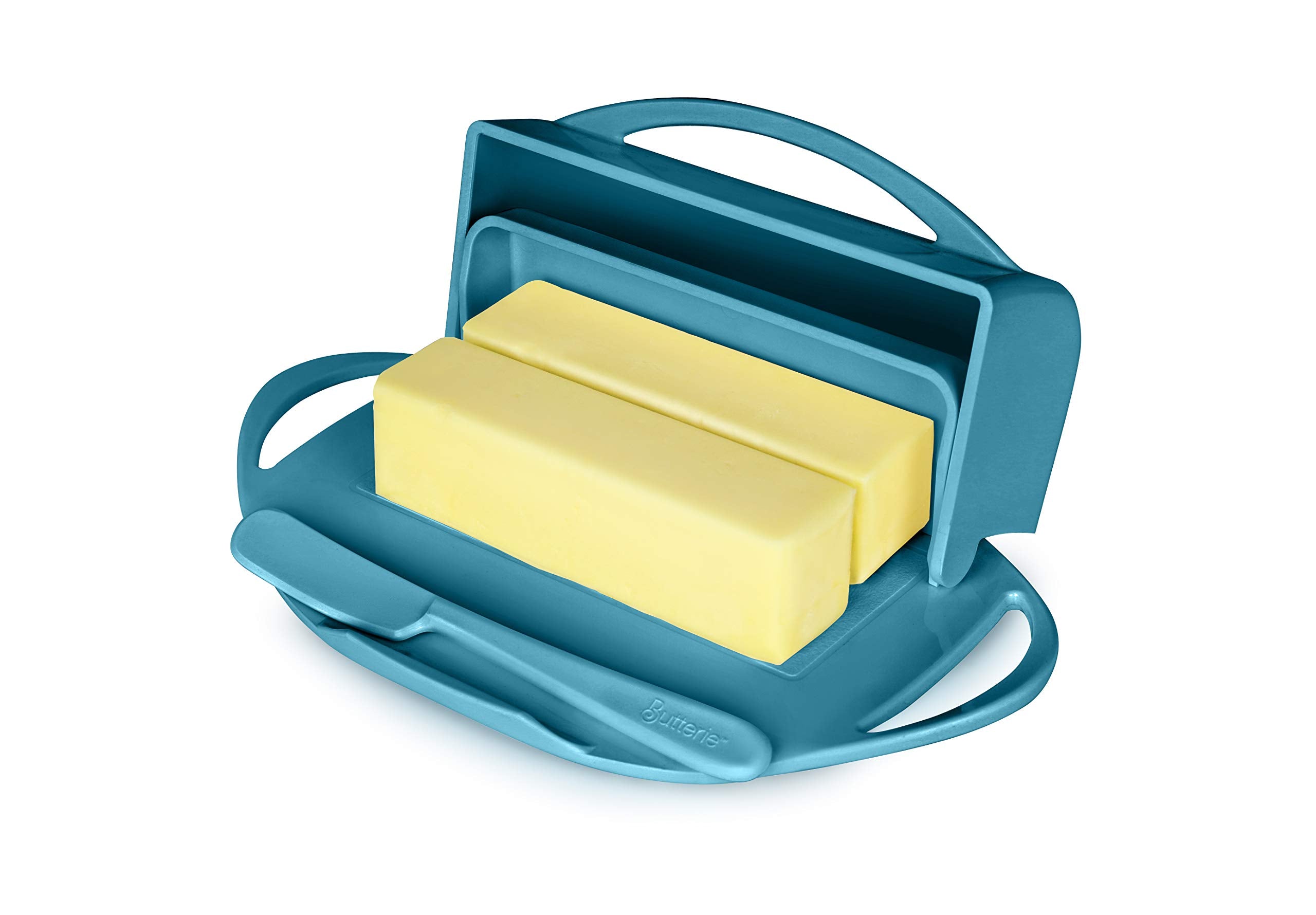 Butterie Flip-Top Butter Dish With Matching Spreader (Aqua)