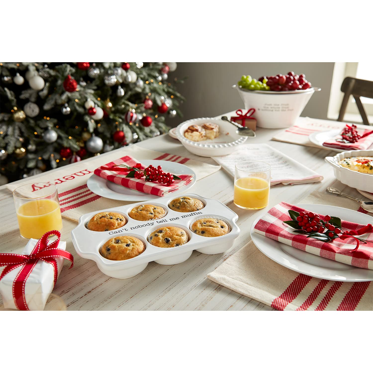 Mud Pie Circa Muffin Tray And Spatula Set, White, 12'' X 8''