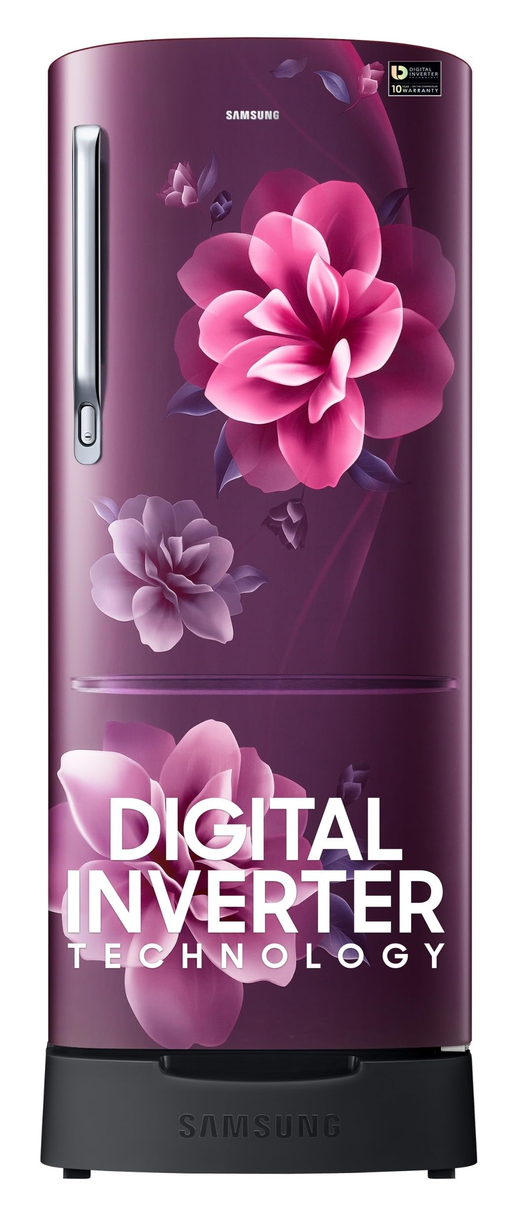 Samsung 183 L, 4 Star, Digital Inverter, DirectCool Single Door Refrigerator (Rr20C1824Cr/Hl, Red, Camellia Purple, Base Stand 