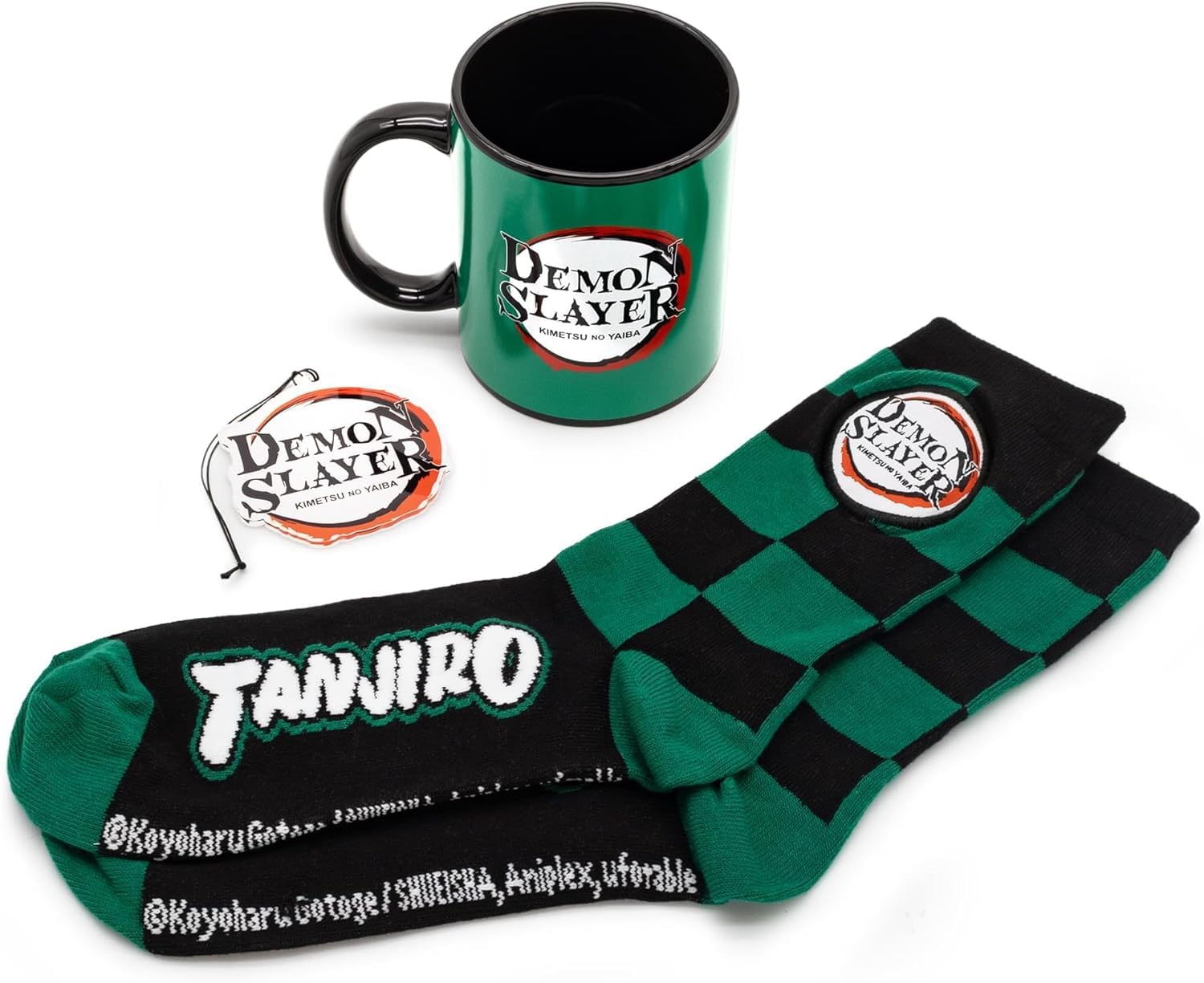 Demon Slayer Tanjiro Mug, Socks, and Ornament Bundle