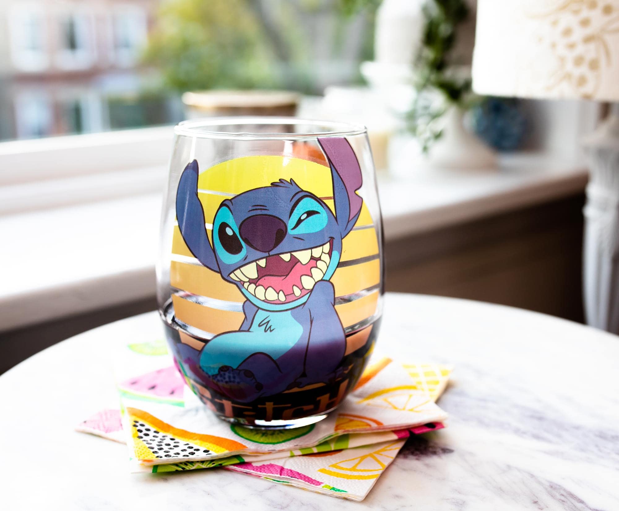 Silver Buffalo Disney Lilo And Stitch Sunset Stemless Glass, 20-Ounces