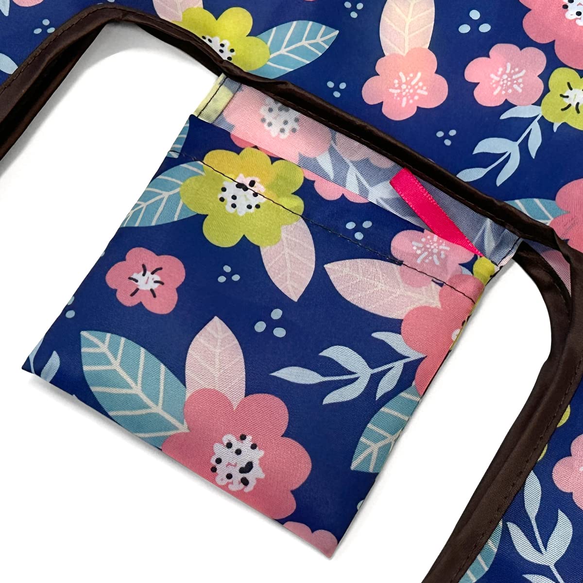 Wrapables Jolibag Collection Reusable Shopping Bag (Set Of 2), Pink & Blue Flowers