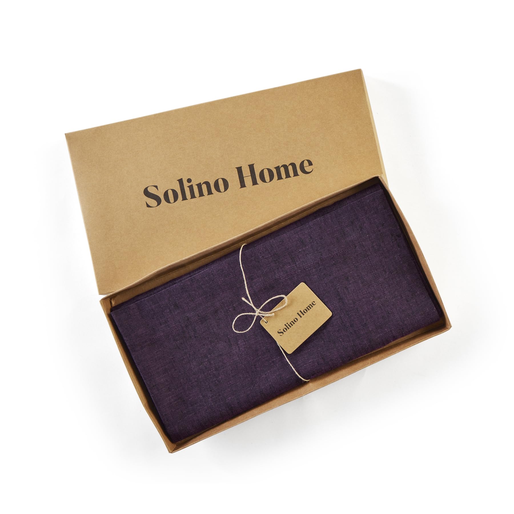 Solino Home Linen Tablecloth 52 X 52 Inch - 100% Pure Linen Grape Tablecloth - Machine Washable Square Table Throw For Fall, Hal