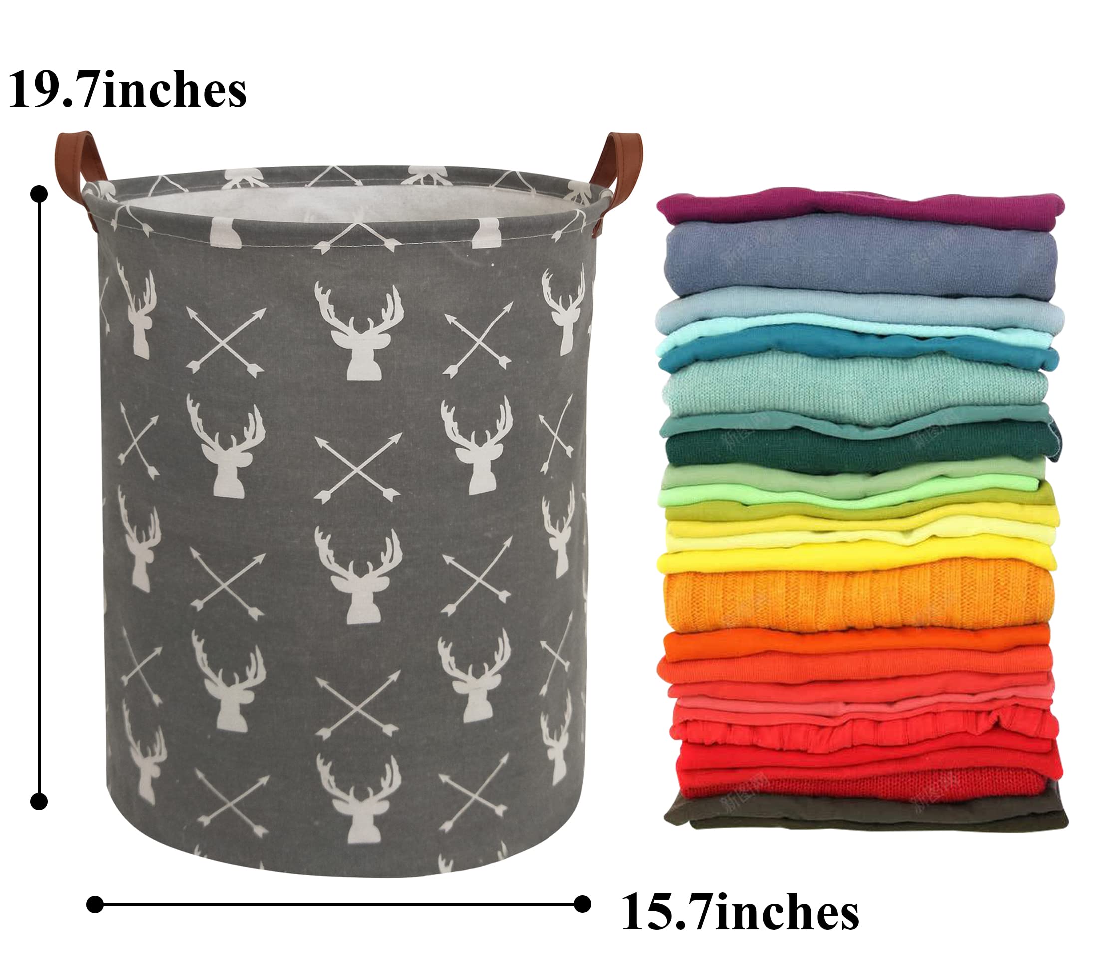 Hiyagon Large Storage Baskets,Waterproof Laundry Baskets,Collapsible Canvas Basket For Storage Bin For Kids Room,Toy Organizer,H